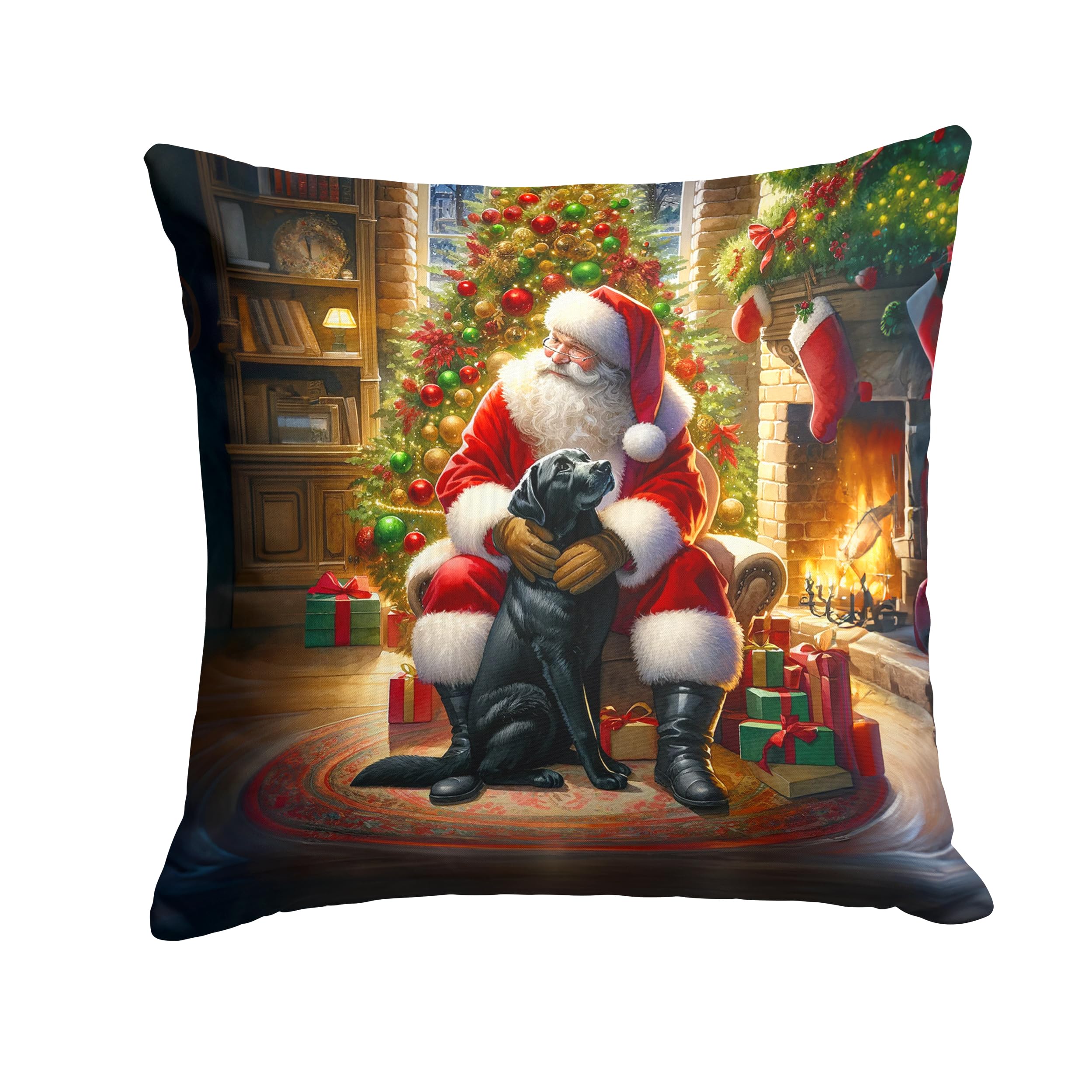 Carolines Treasures Labrador Retriever and Santa Claus Throw Pillow Machine Washable, Indoor Outdoor Decorative Pillow for Couch, Bed or Patio, 14Hx14W
