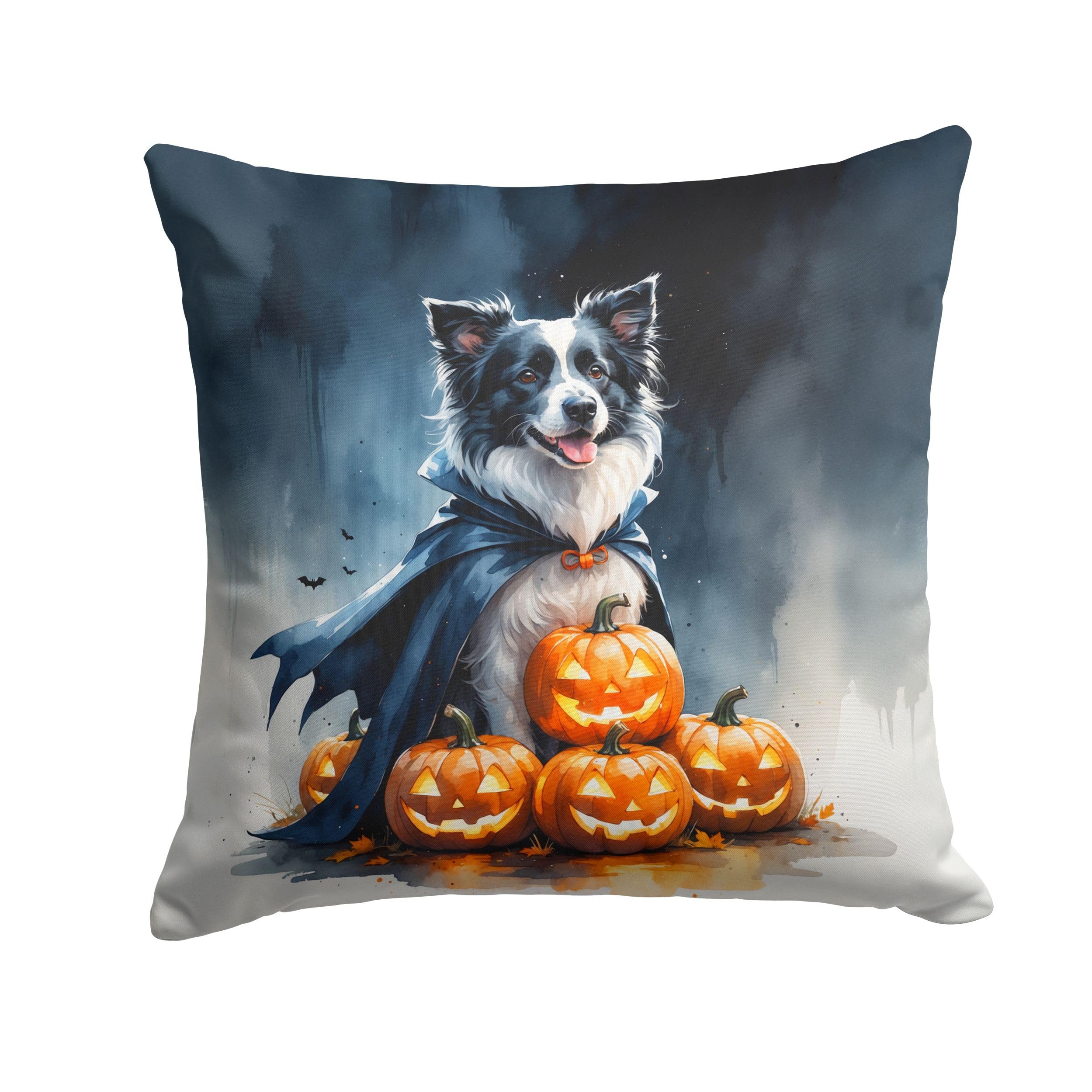 Carolines Treasures Border Collie Puppy Halloween Throw Pillow Machine Washable, Indoor Outdoor Decorative Pillow for Couch, Bed or Patio, 18Hx18W