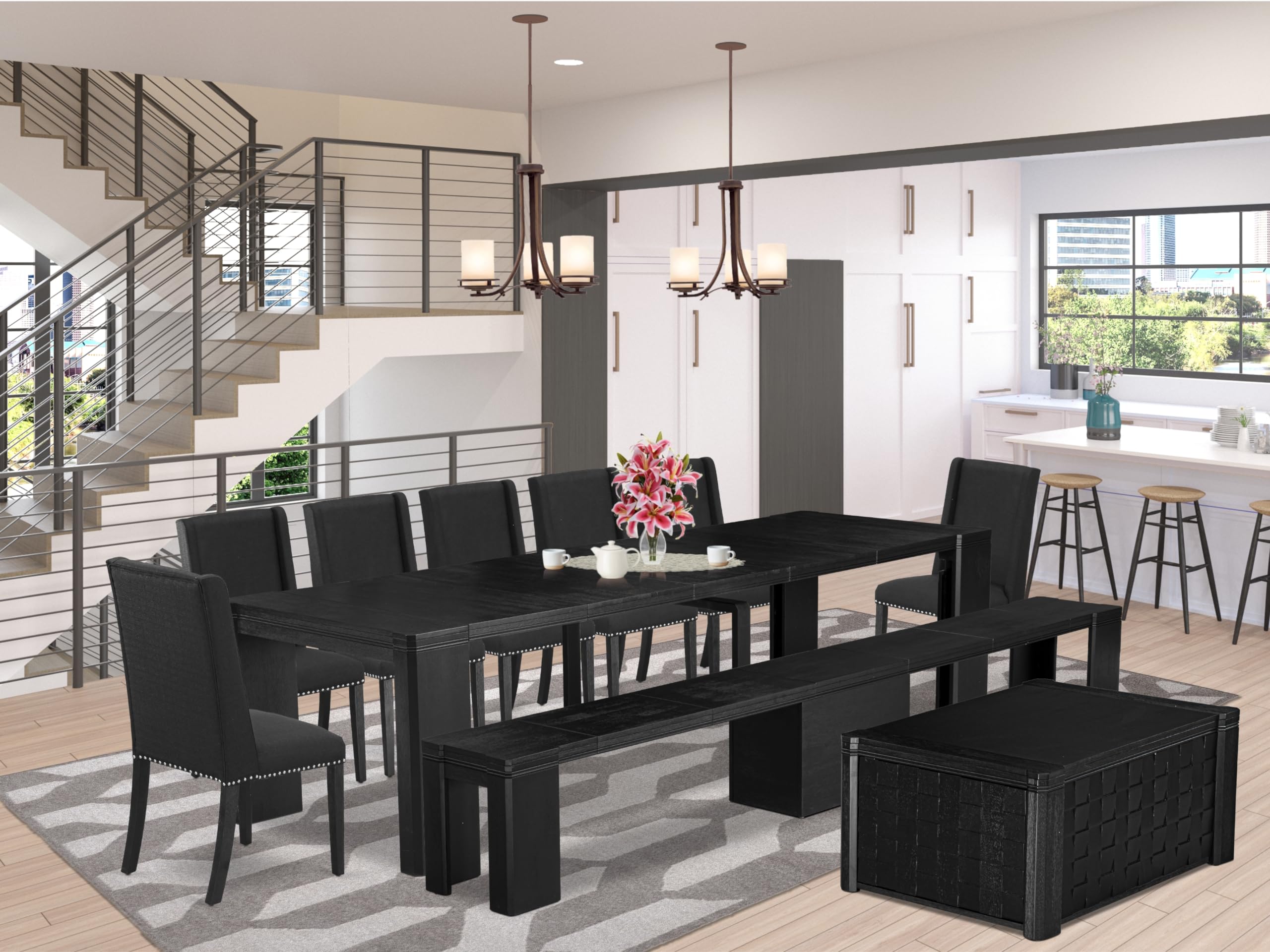 10-piece Dining Room Table Set a Rectangular Kitchen Table with a coffee Table