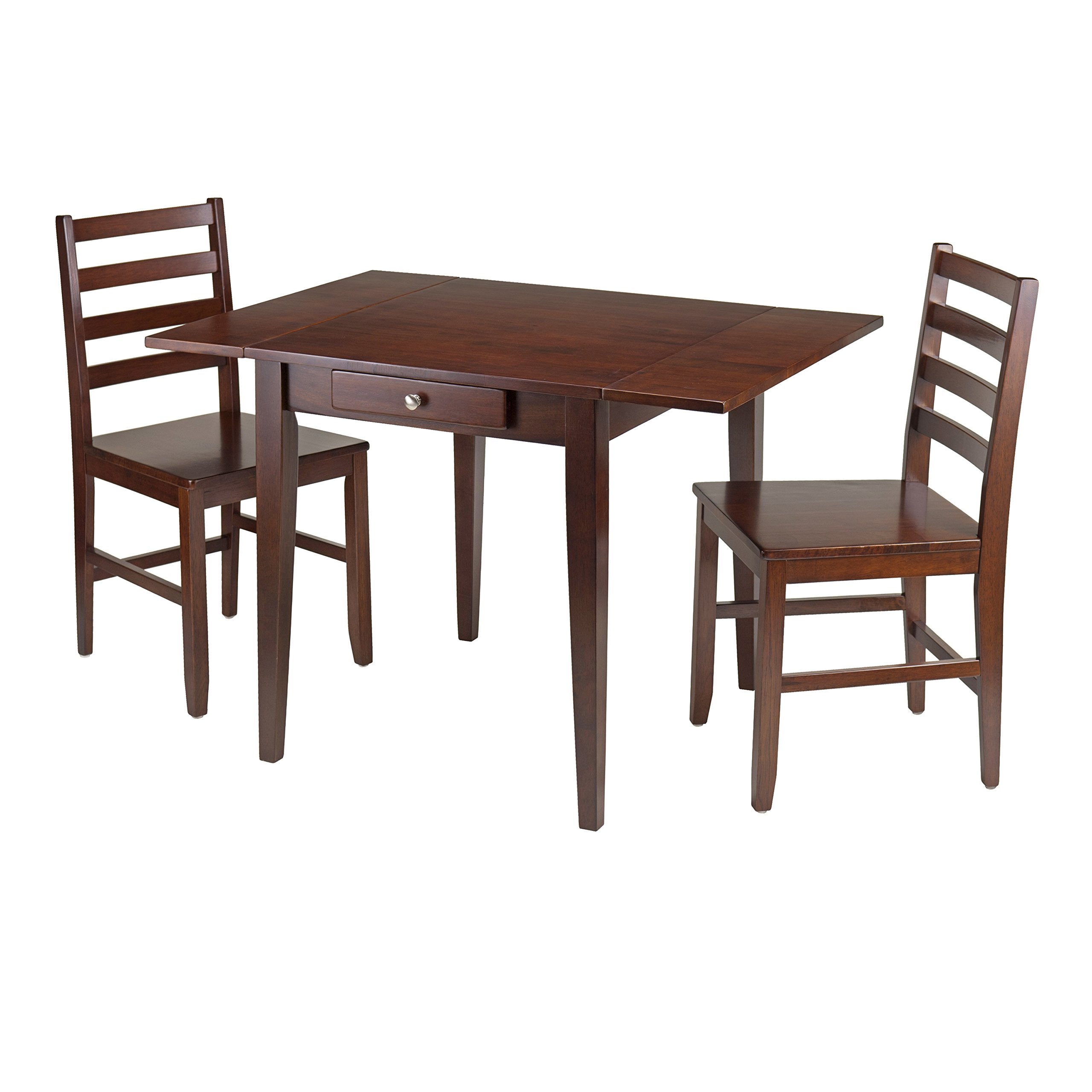 Yardlio Versatile Dining Set | Drop Leaf Table, 2 Chairs | Walnut Finish | Solid Wood
