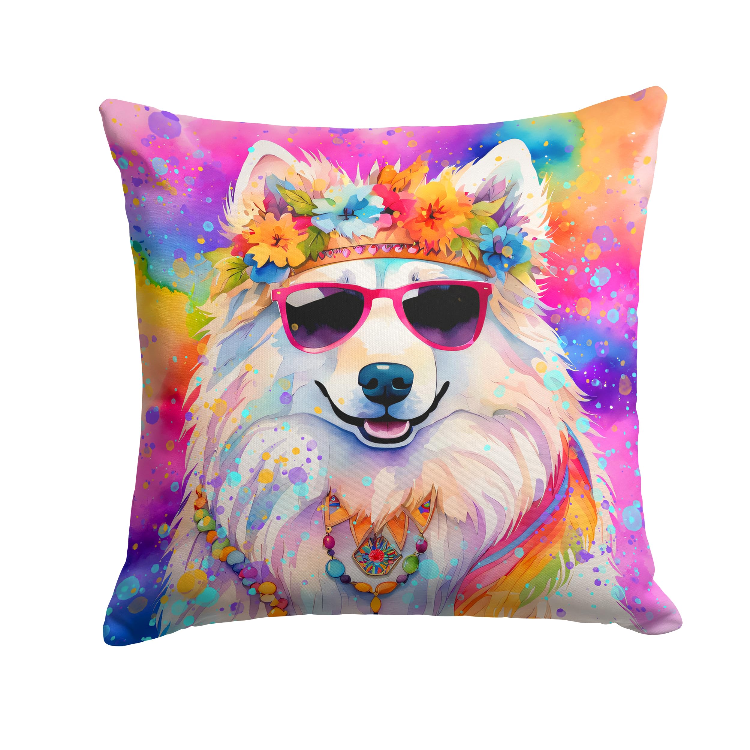 Samoyed Hippie Dawg Throw Pillow