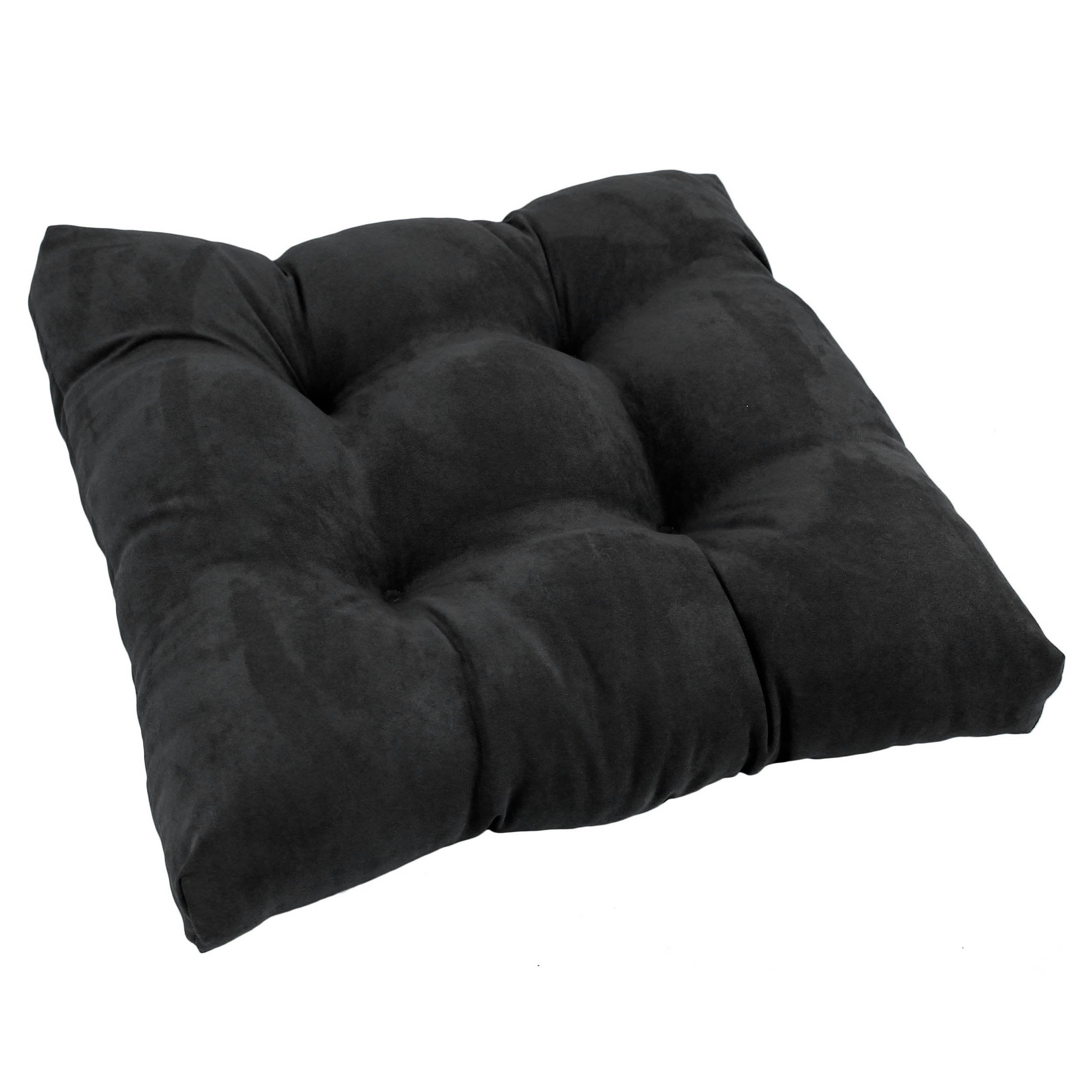 19-inch Squared Microsuede Tufted Dining Chair Cushion - Black