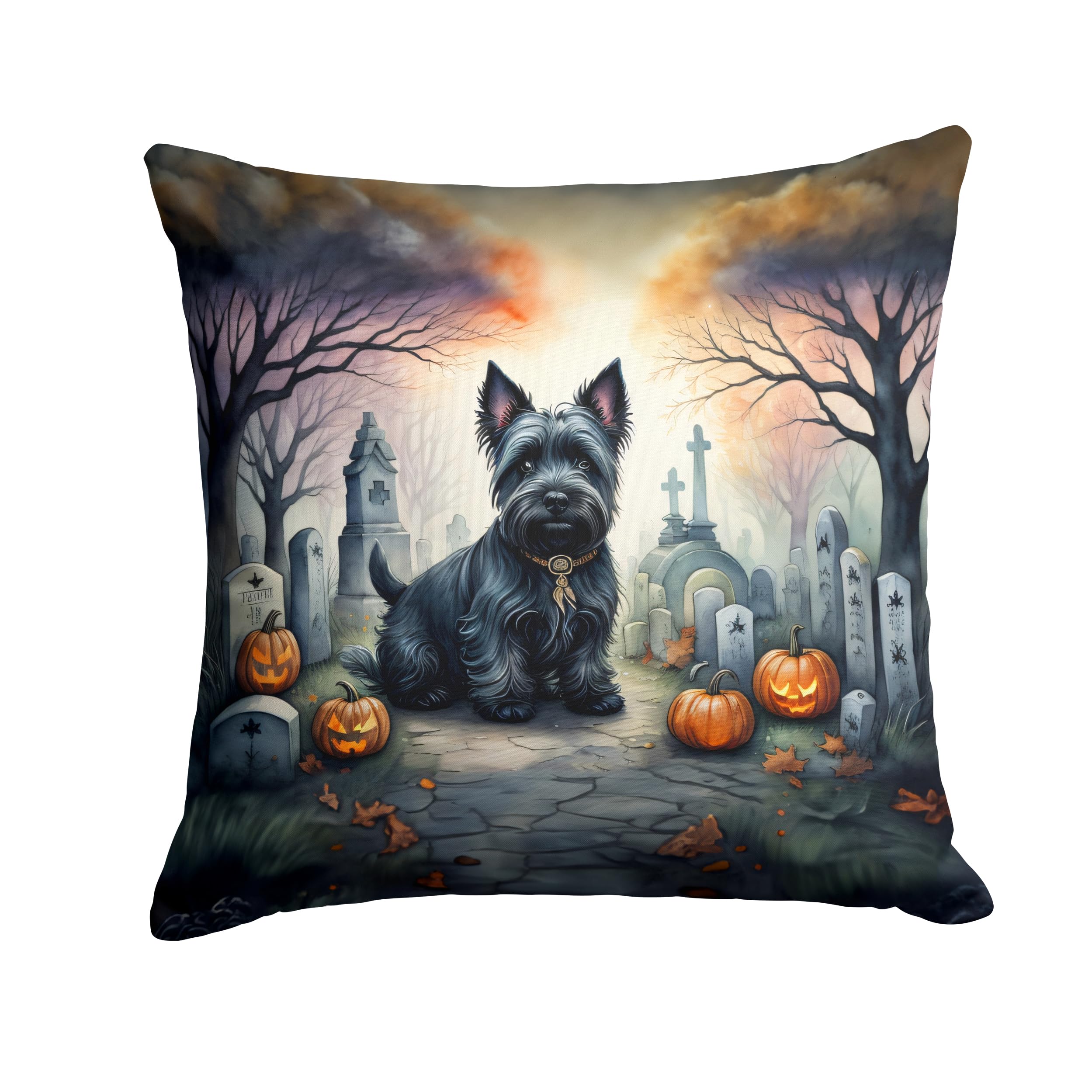 Scottish Terrier Spooky Halloween Throw Pillow