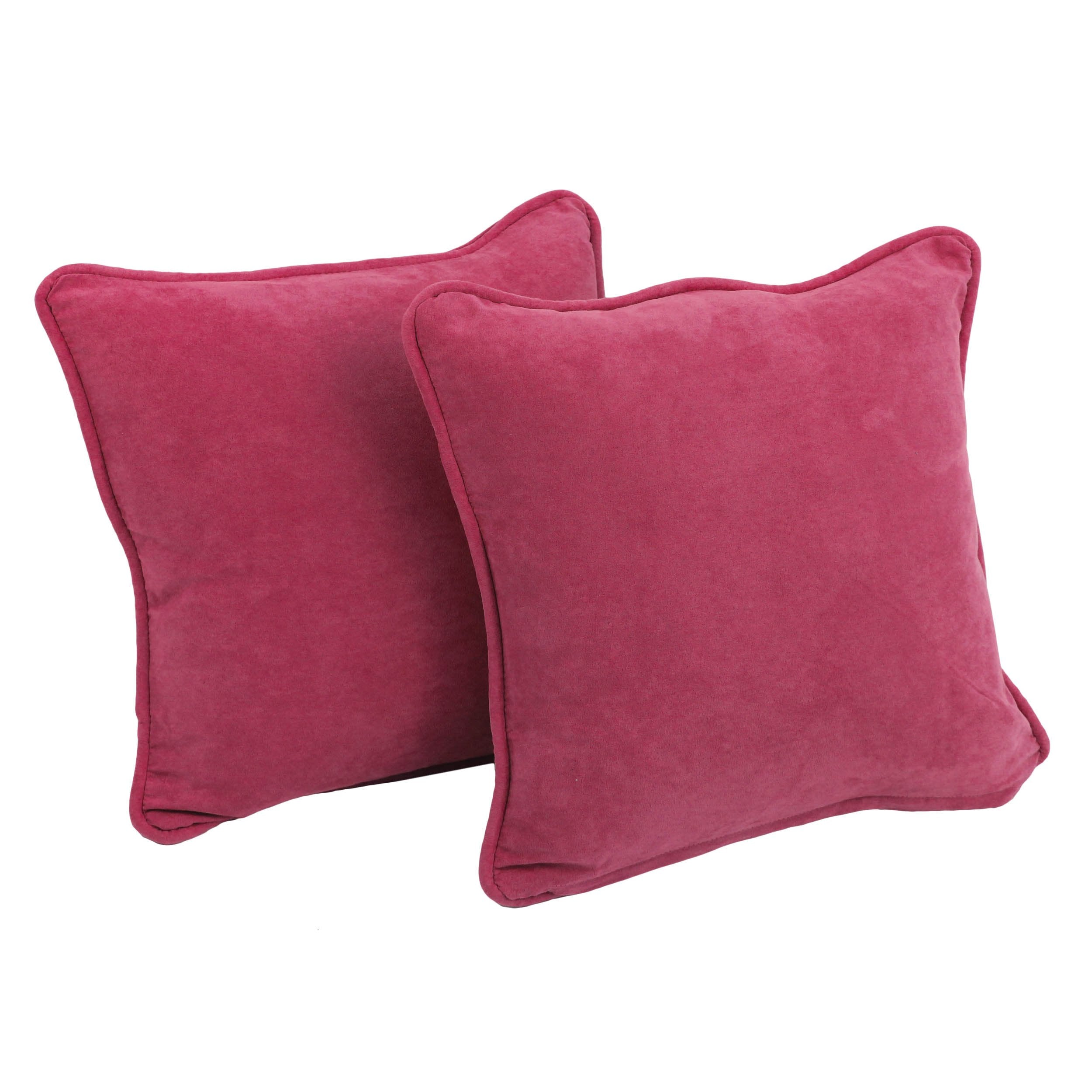 18-inch Double-corded Solid Microsuede Square Throw Pillows with Inserts (Set of 2) - Bery Berry