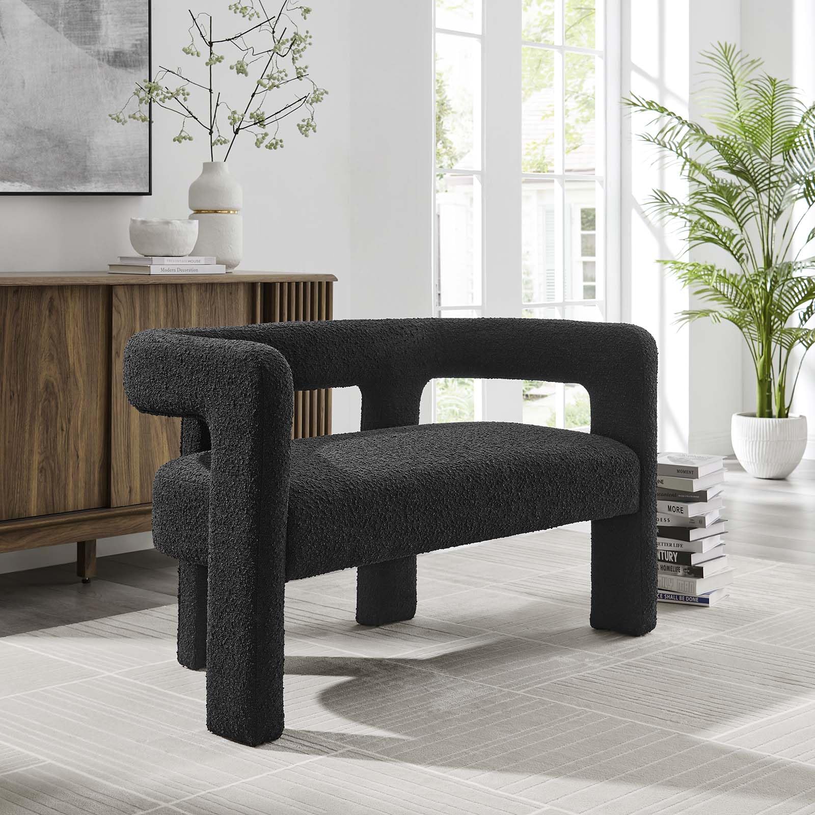 Modway Eei-6477-Blk Kayla Boucle Upholstered Loveseat, Black