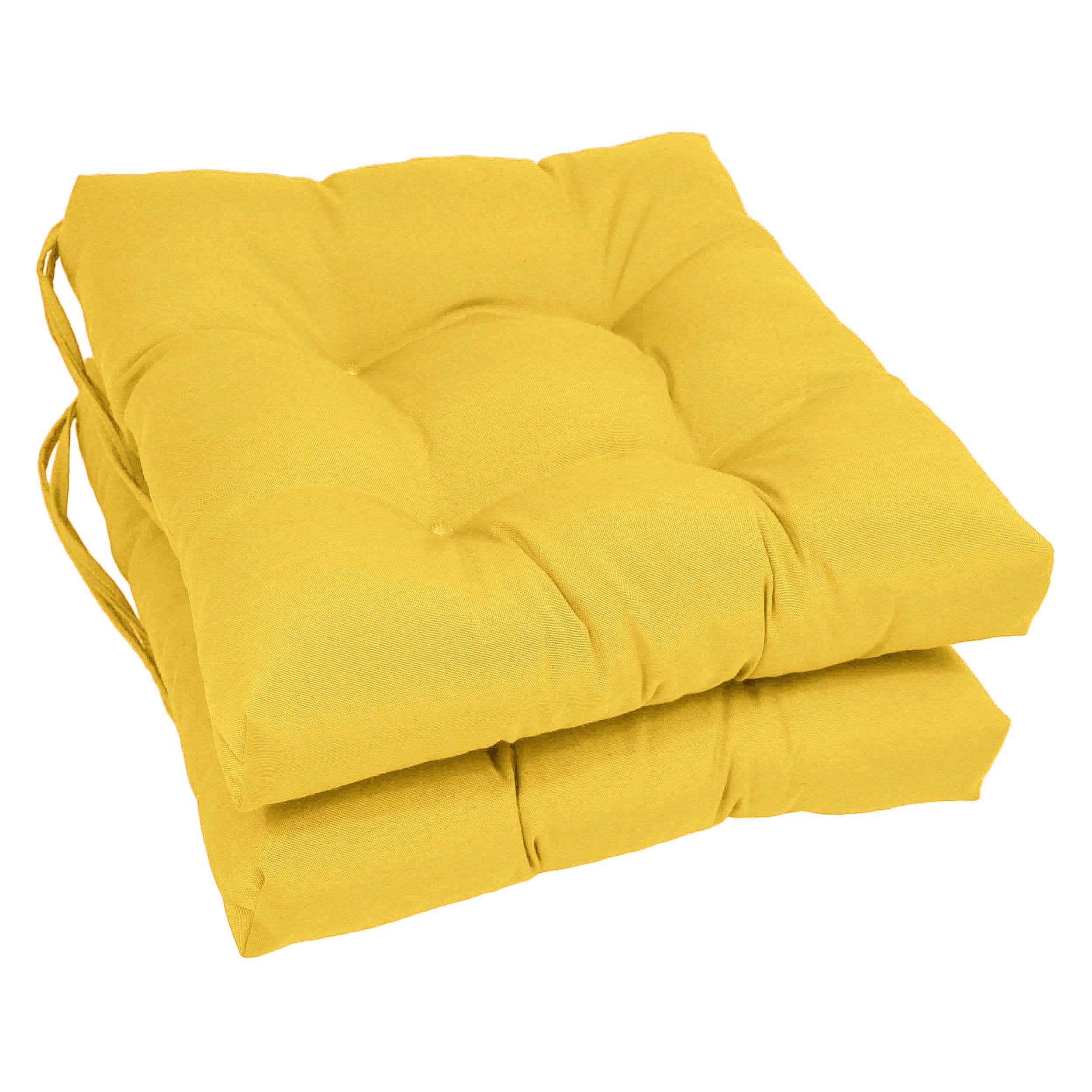 16-inch Solid Twill Square Tufted Chair Cushions (Set of 2) - Sunset