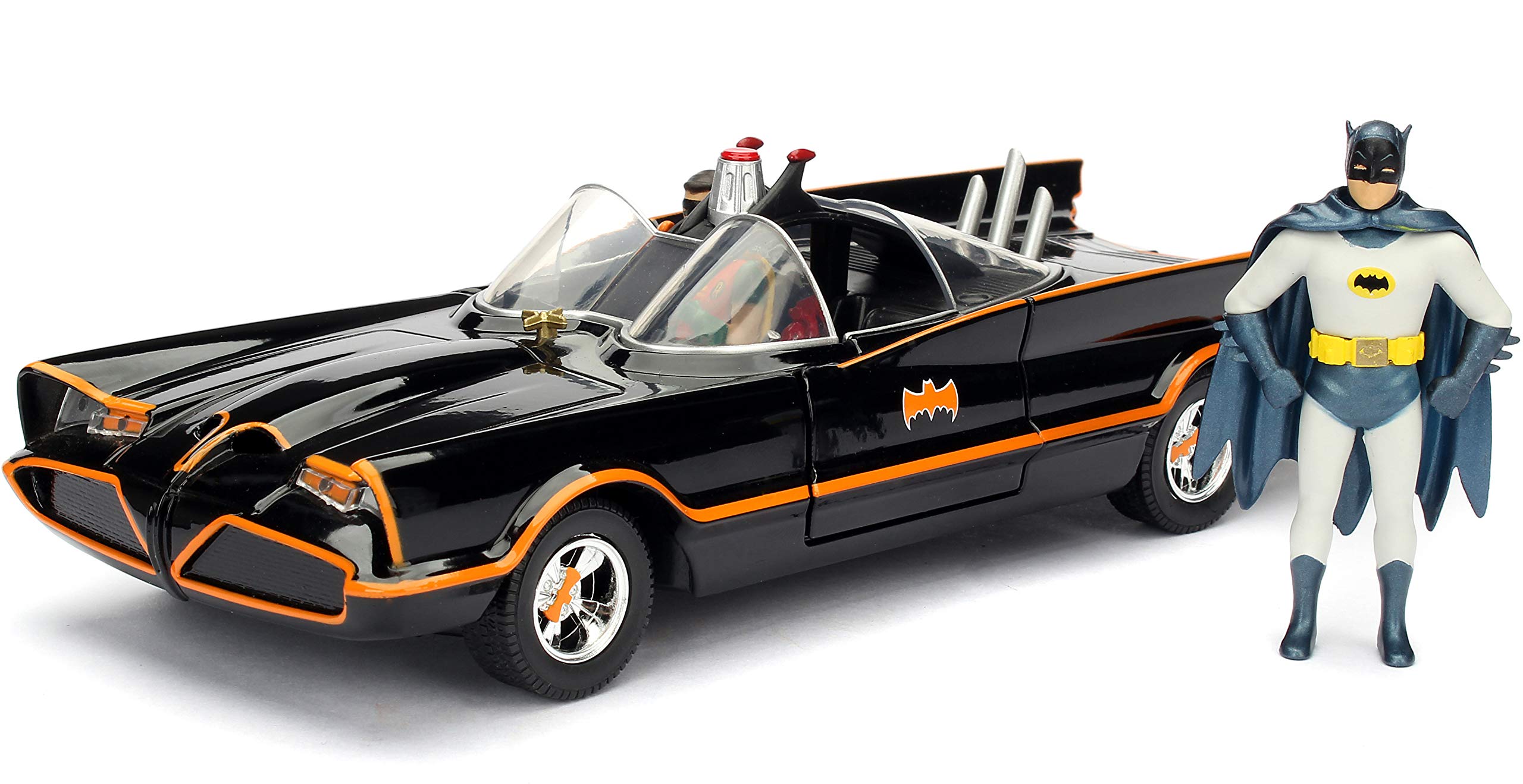 1966 Classic TV Series Batmobile with Diecast Batman and Plastic Robin in the car 1/24 Diecast Model Car by Jada