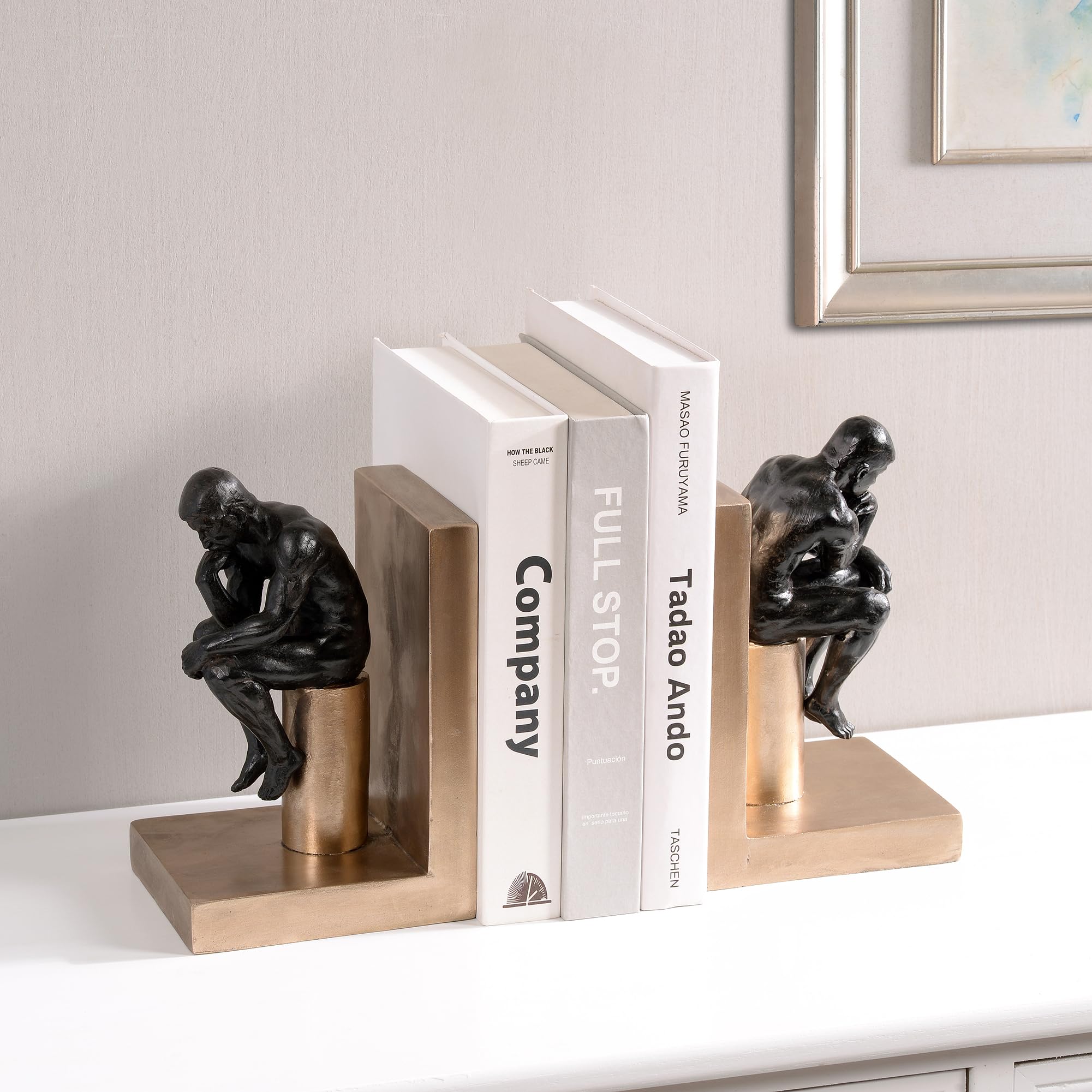 Hi-Line Gift Ltd 53004 Resin Thinker Bookend Set of  2 Home Decor Shelf Display