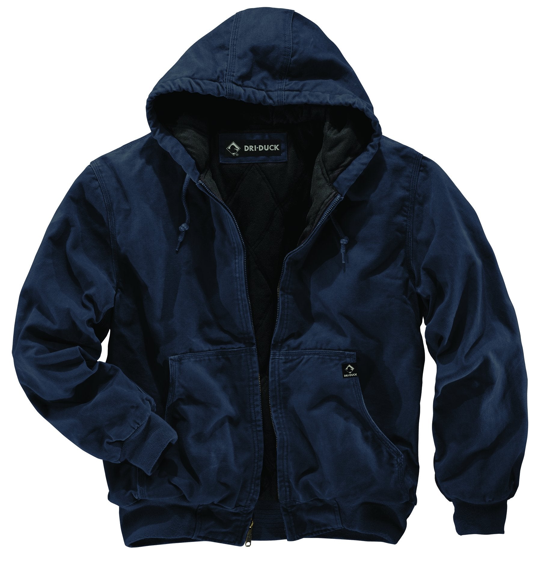 DRI DUCK Cheyenne Boulder Cloth Hooded Jacket with Tricot Quilt Lining Tall Sizes - Navy, XLT