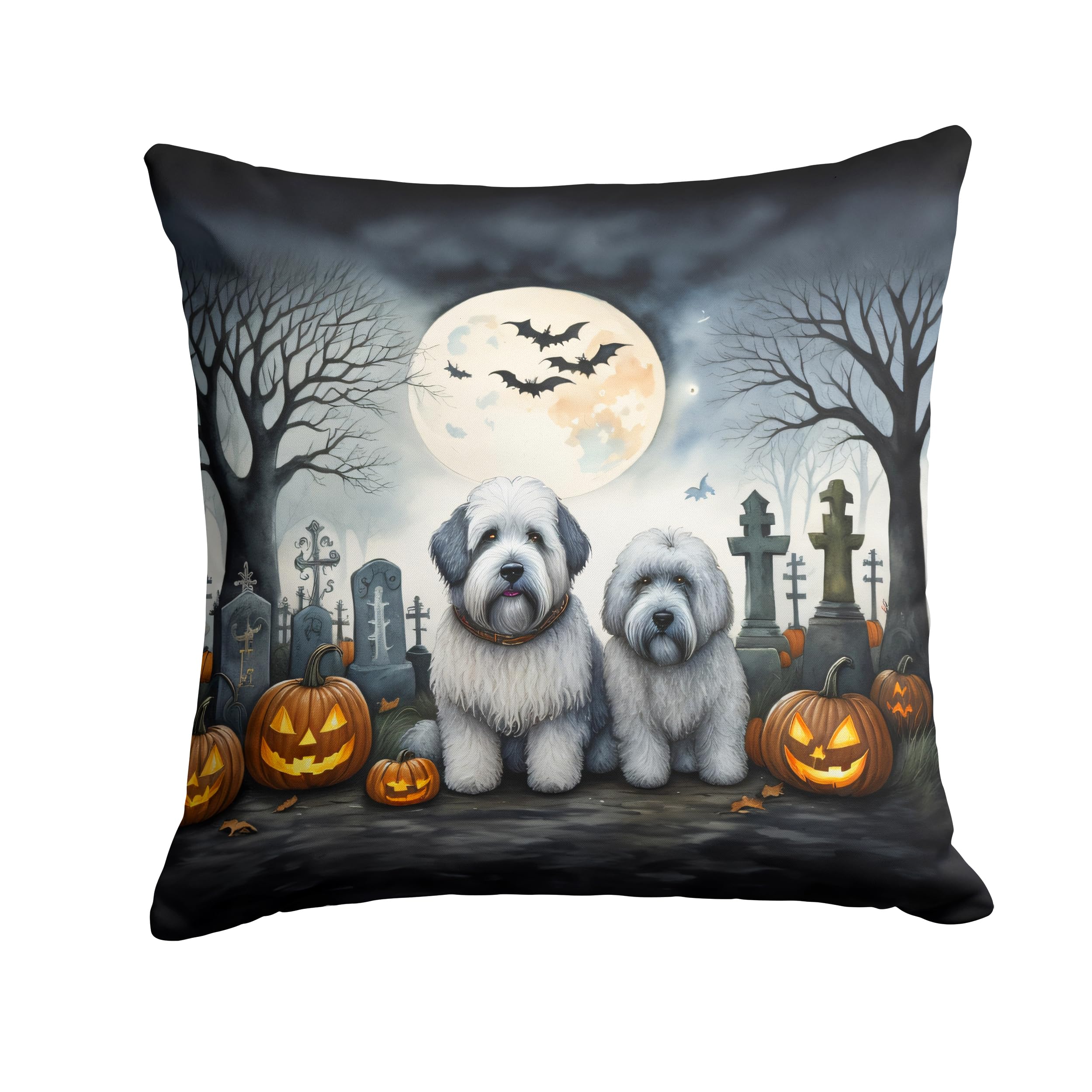 Old English Sheepdog Spooky Halloween Throw Pillow