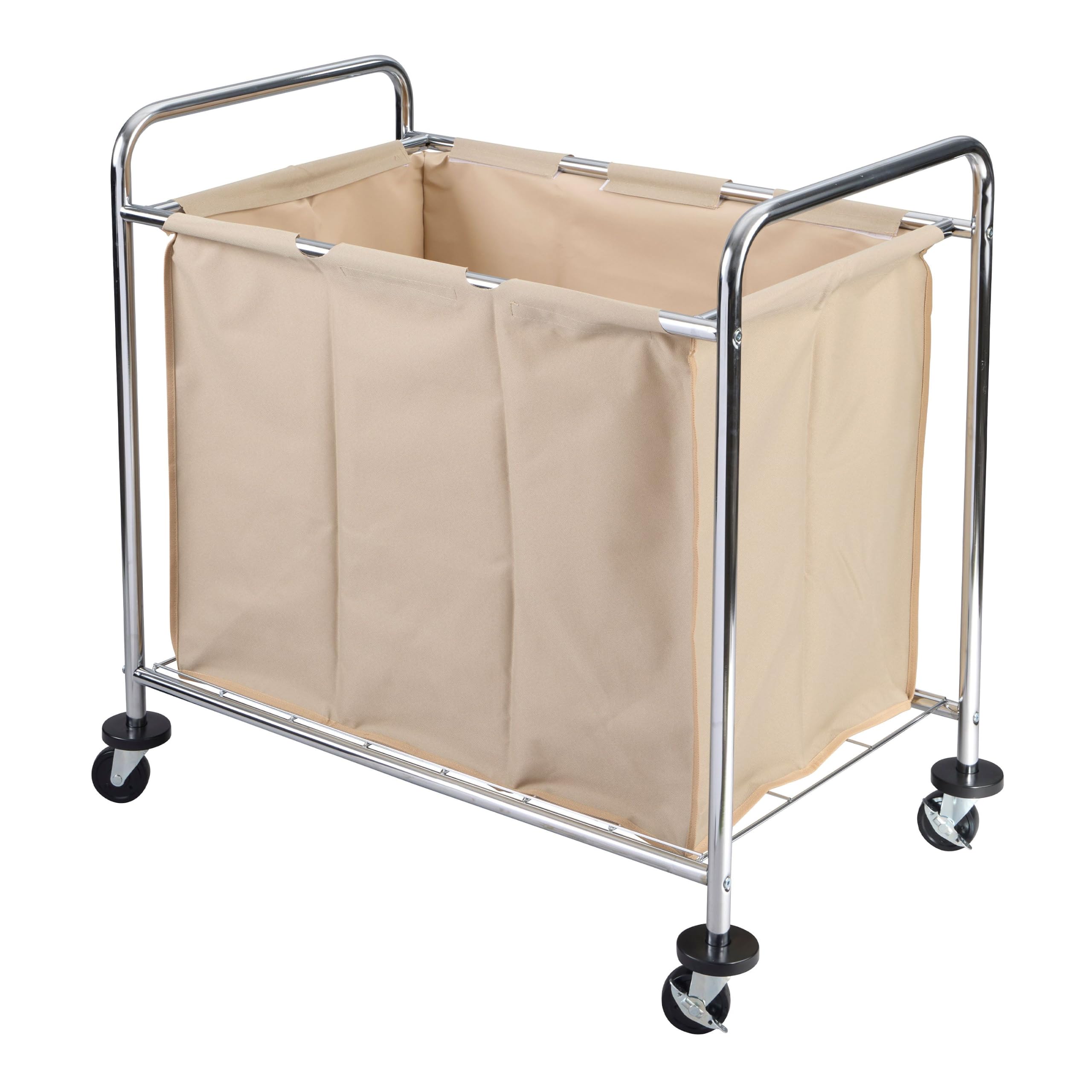 Luxor Laundry Cart W/ Steel Frame & Tan Canvas Bag