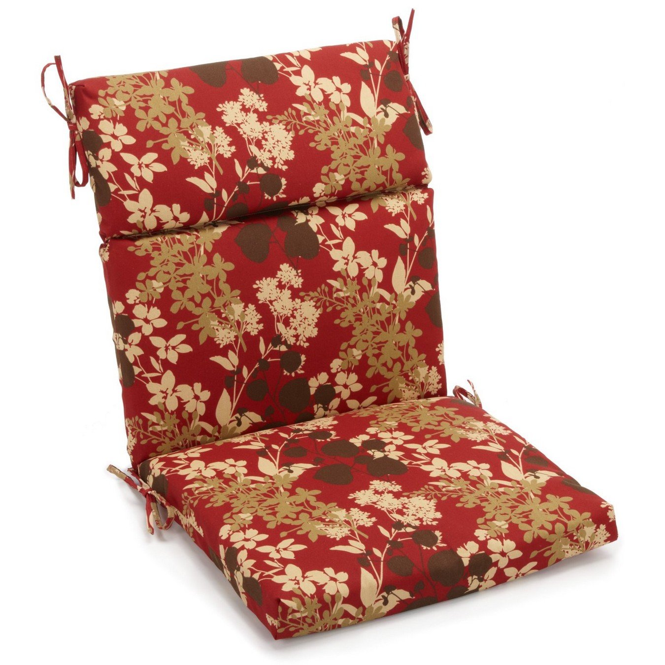 18-inch by 38-inch Spun Polyester Outdoor Squared Seat/Back Chair Cushion - Montfleuri Sangria