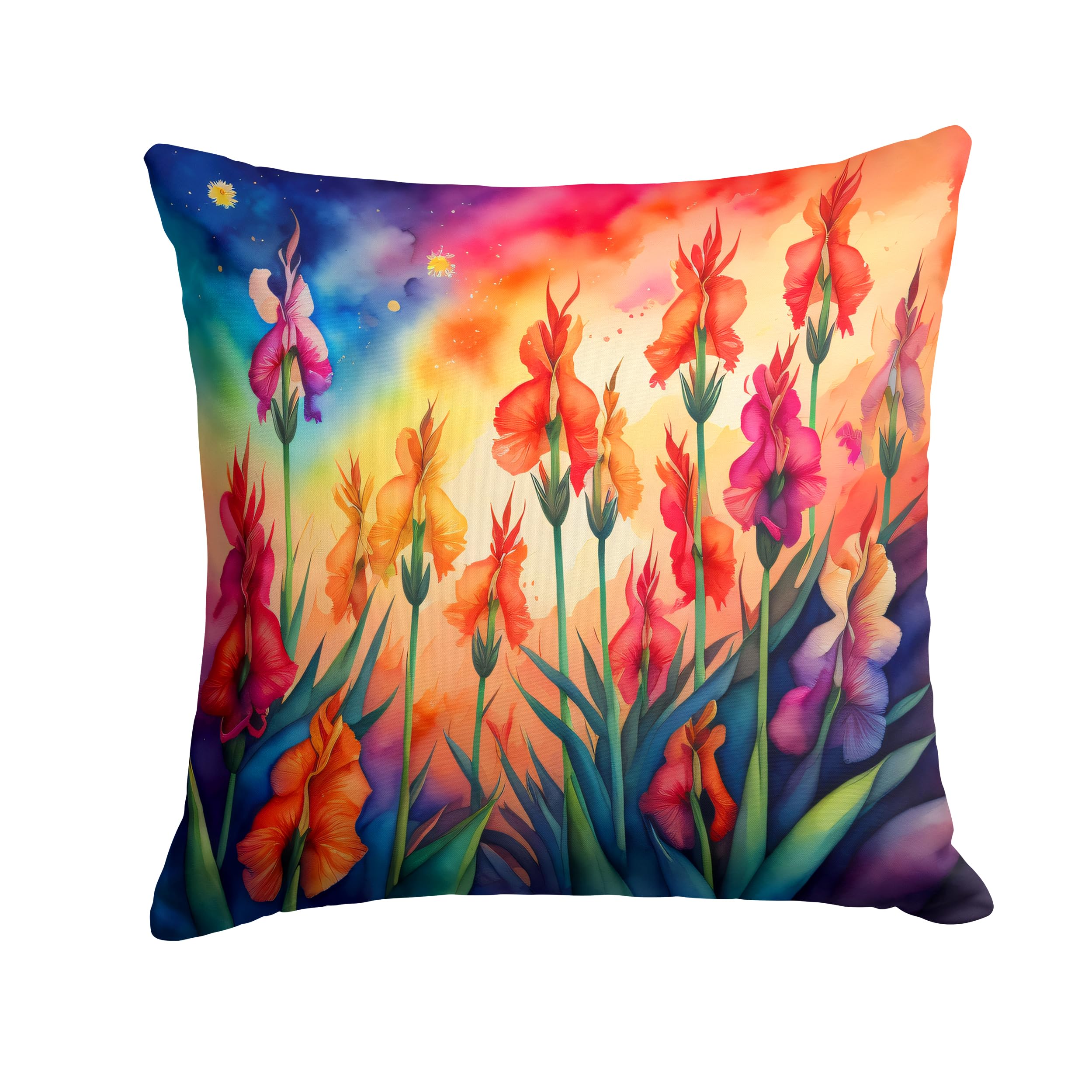 Colorful Gladiolus Throw Pillow