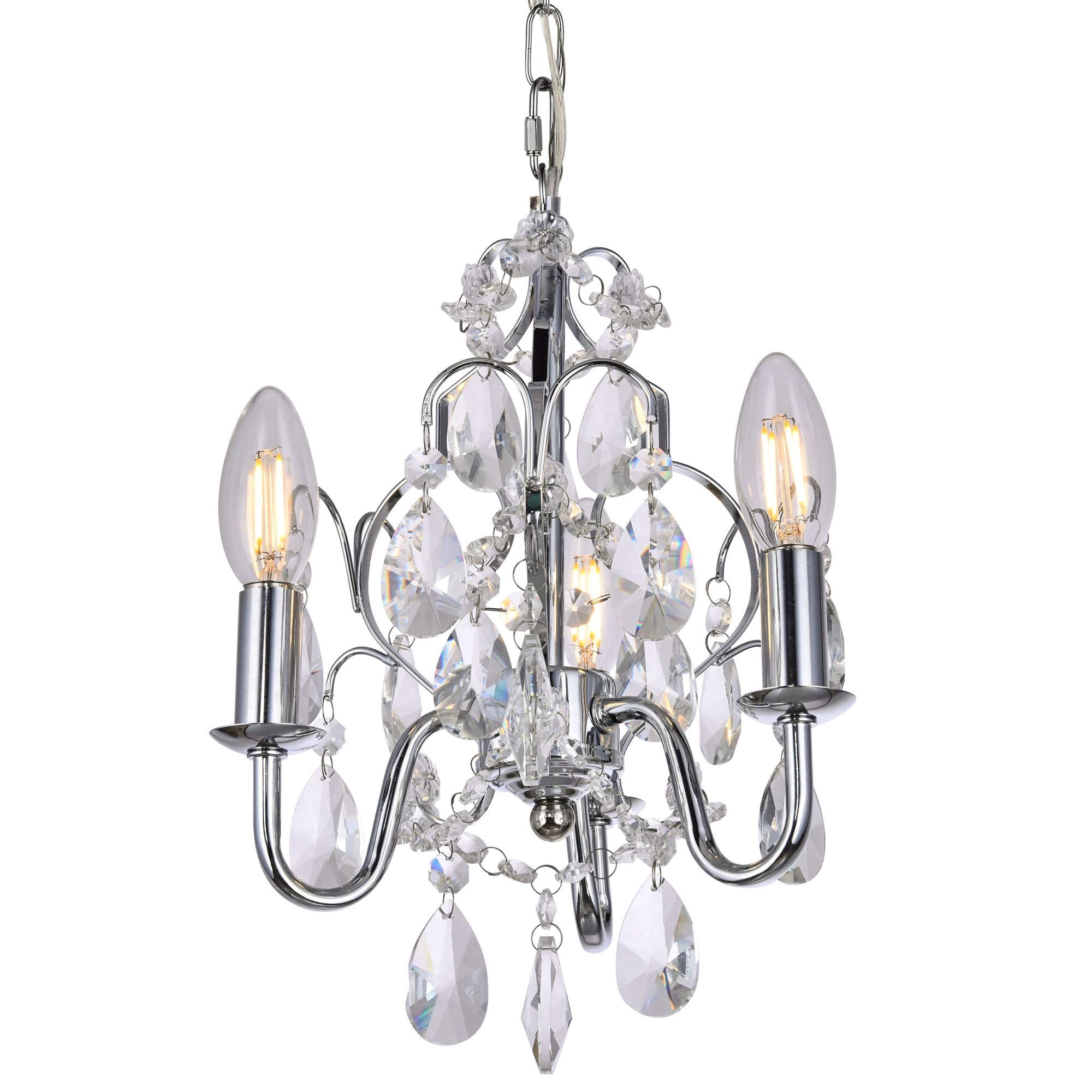 Elegant Lighting Living District Indoor Modern Home Decorative Bright Ceiling Kaede Collection Pendant D9.5 H12.2 Lt:3 Chrome Fi