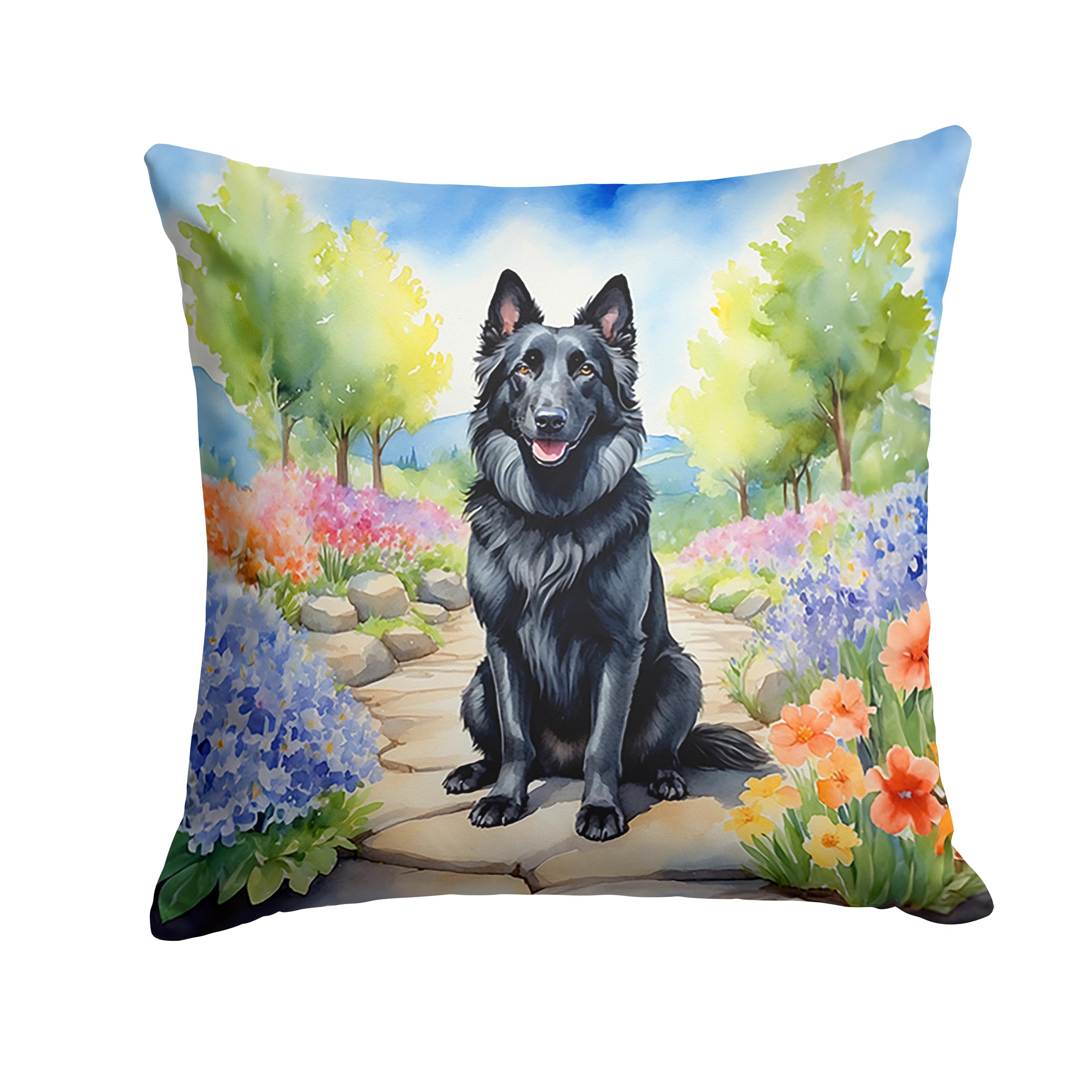 Belgian Sheepdog Spring Path Throw Pillow