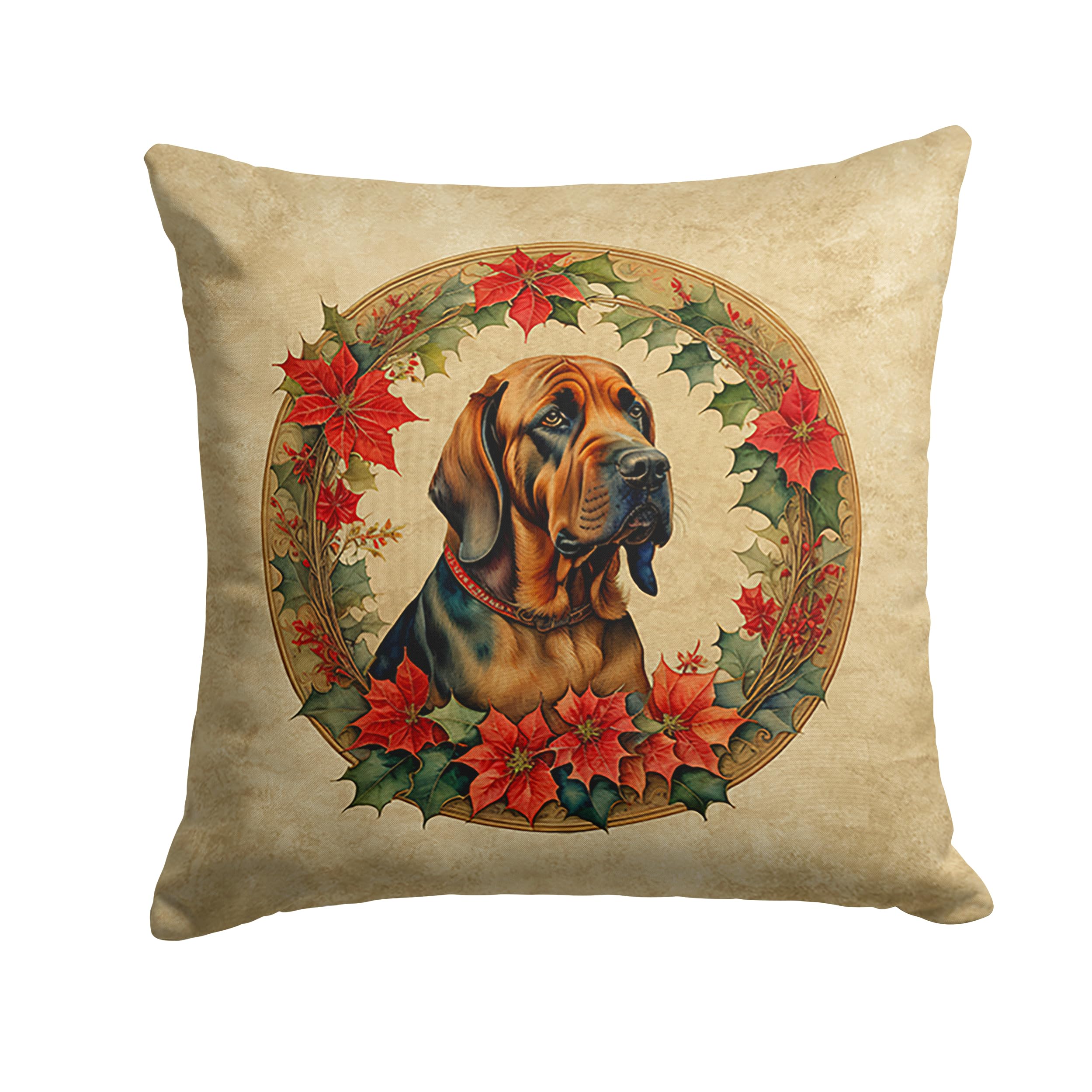 Bloodhound Christmas Flowers Throw Pillow