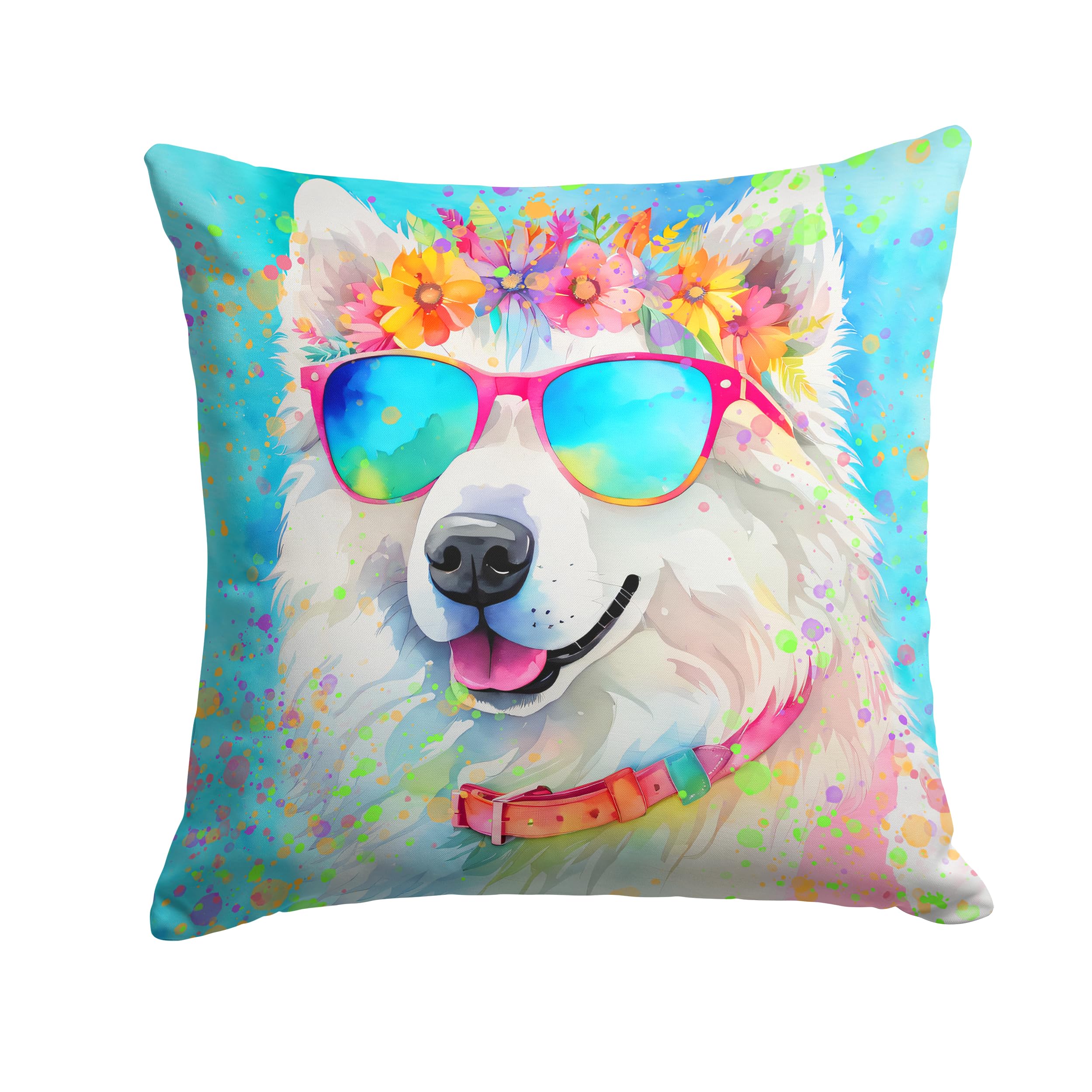 Samoyed Hippie Dawg Throw Pillow