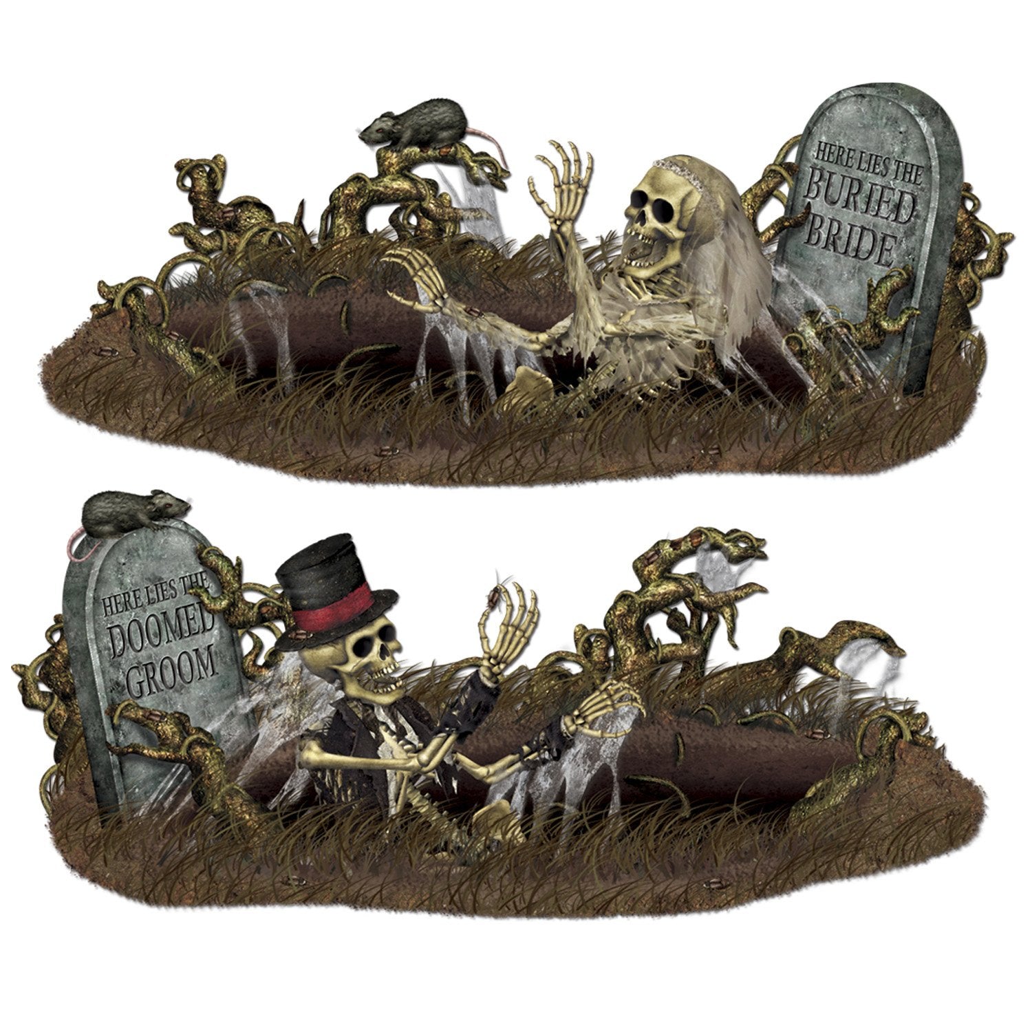 Doomed Groom & Buried Bride Props (Pack of 12)