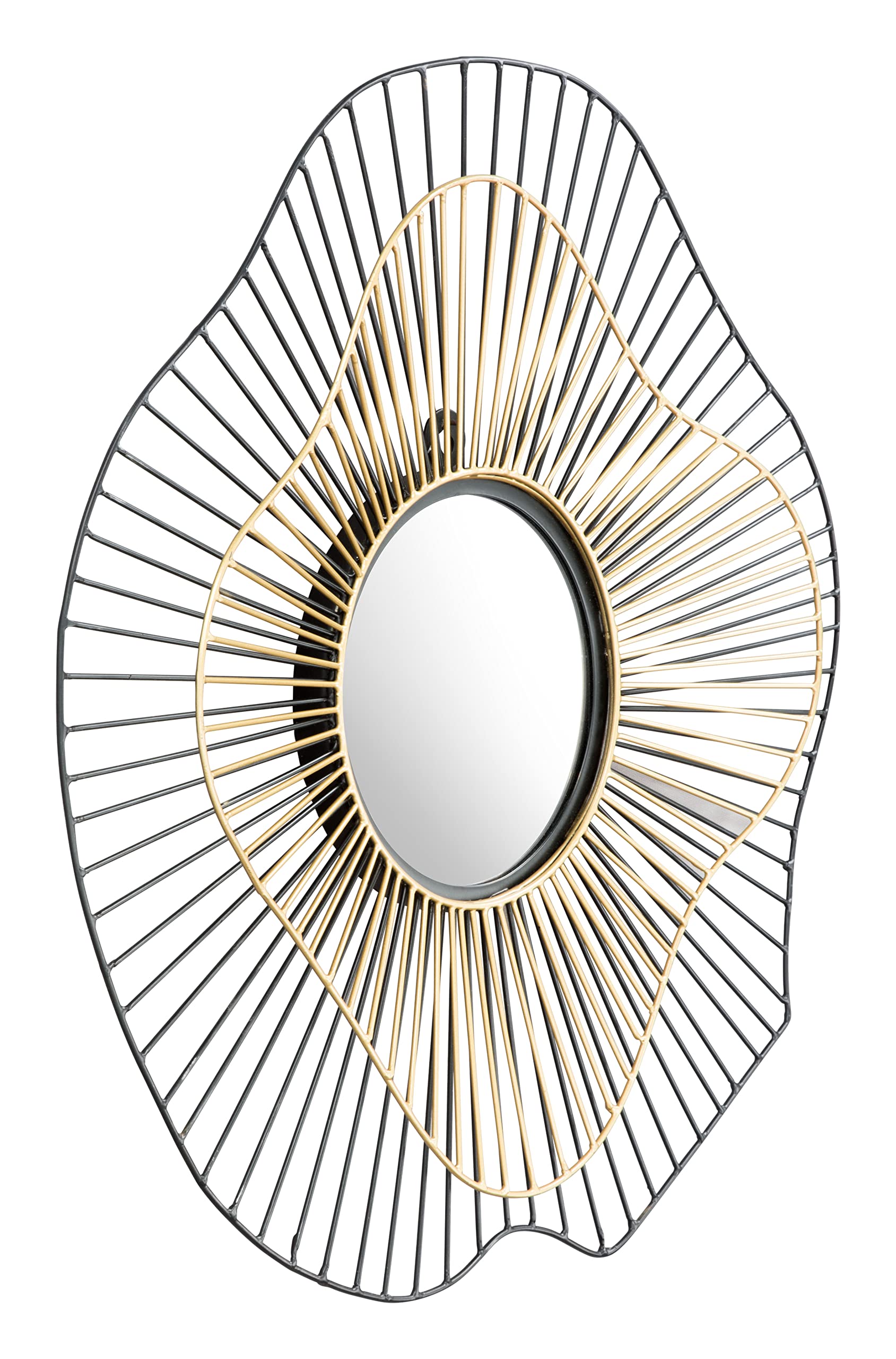 Comet Round Mirror Black and Gold