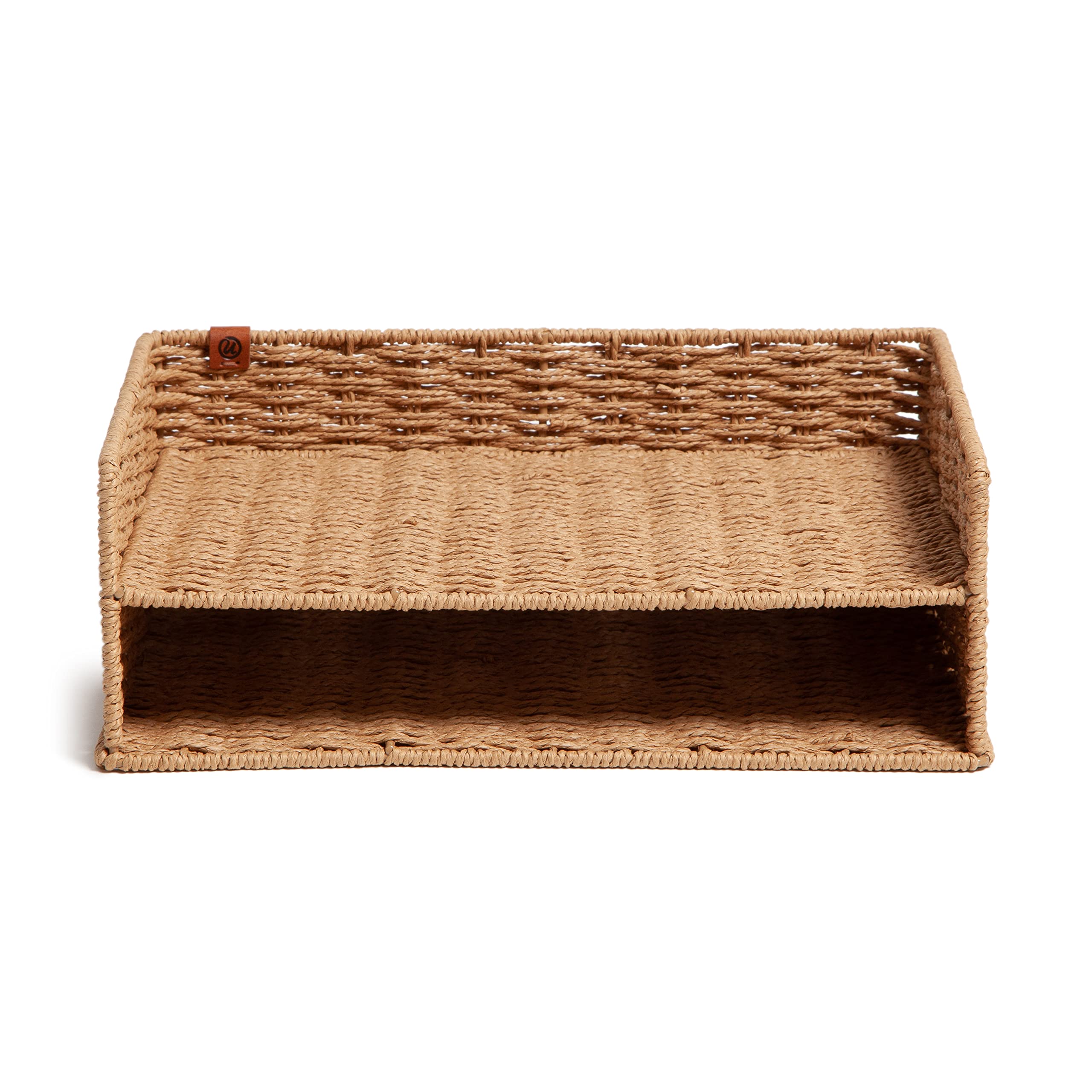 U Brands Woven Two-Tier Paper Tray, Office Organization Supplies, 1 Count