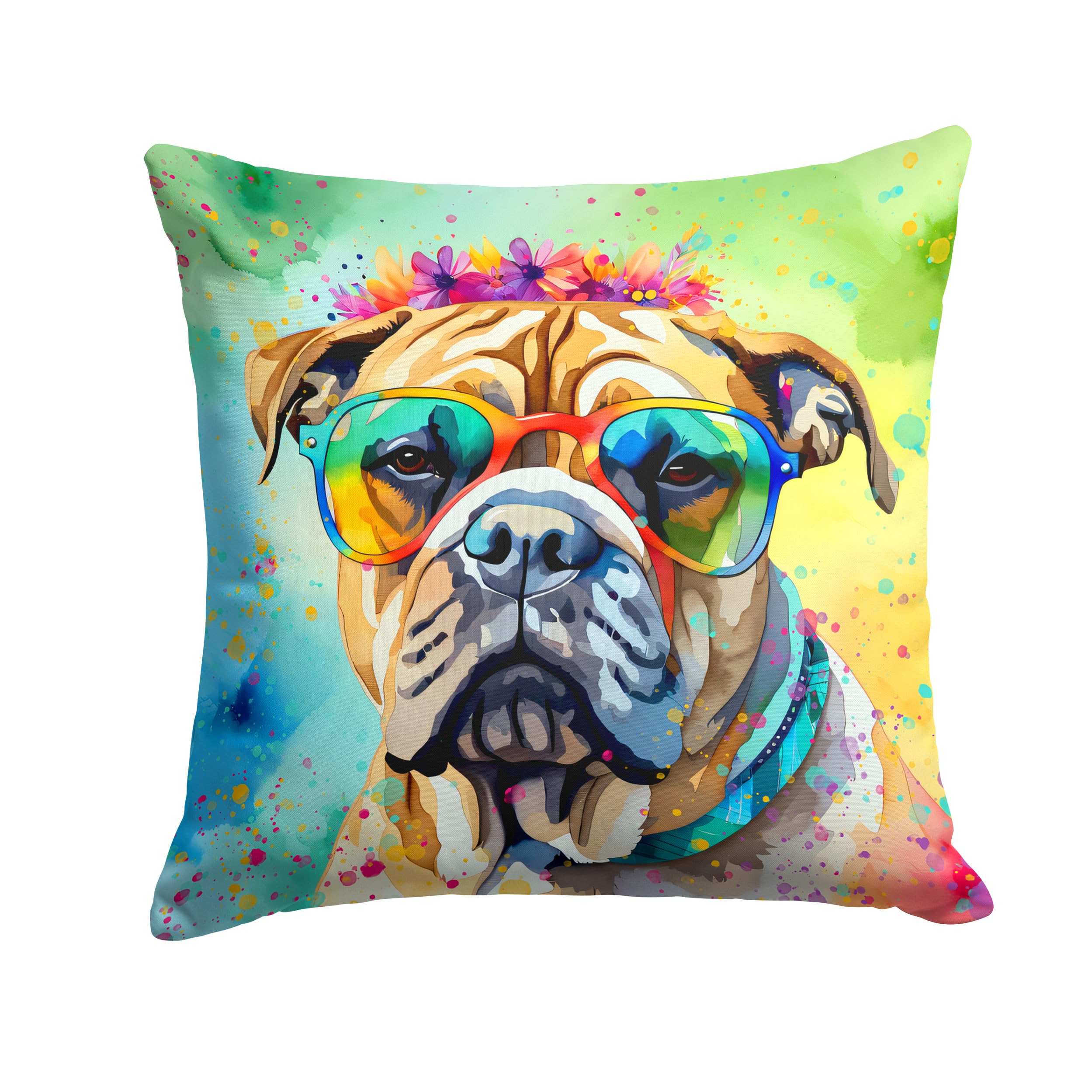 Bullmastiff Hippie Dawg Throw Pillow
