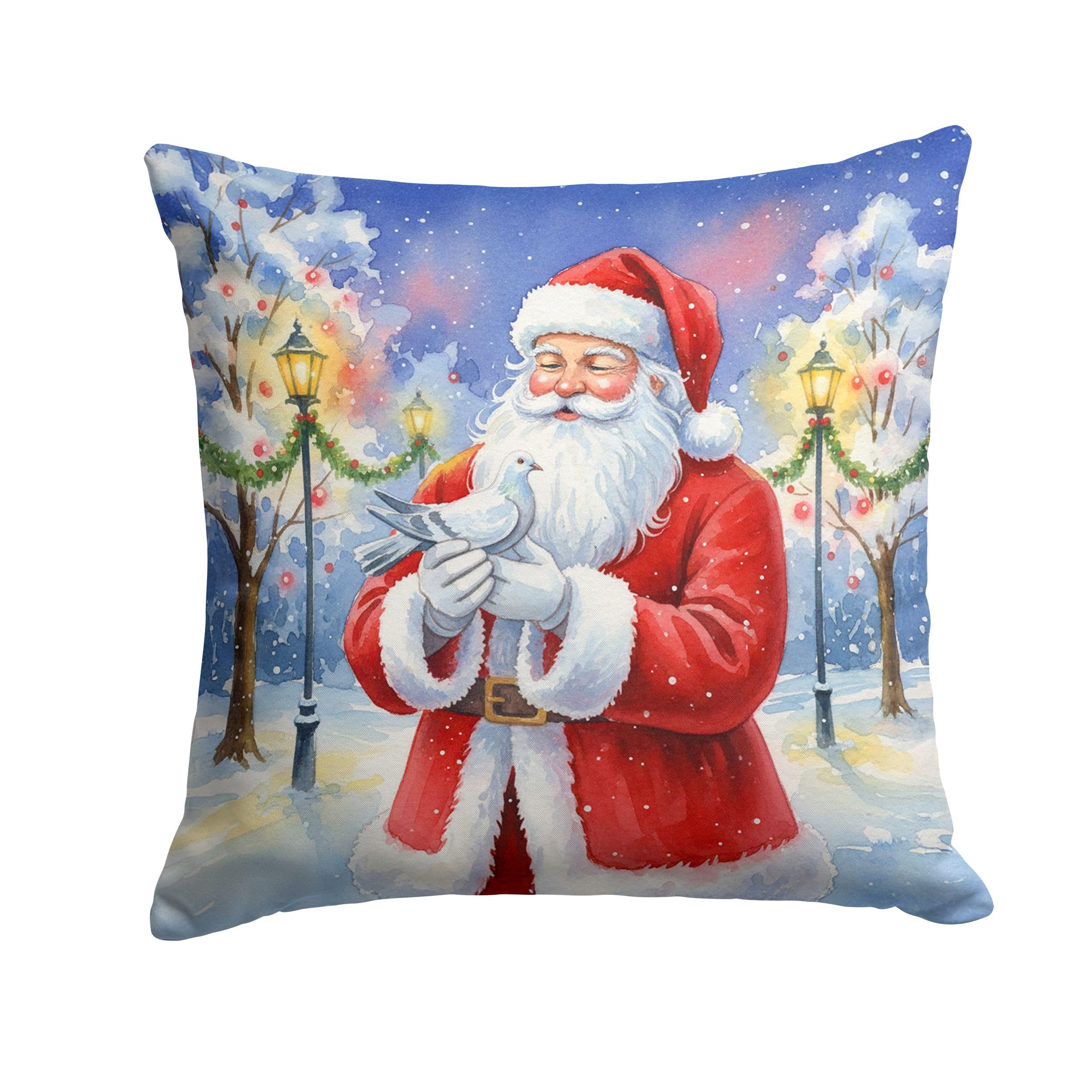 Carolines Treasures Pigeon with Santa Claus Throw Pillow Decorative Indoor Outdoor Accent Cushion for Couch, Bed or Patio, 18Hx18W