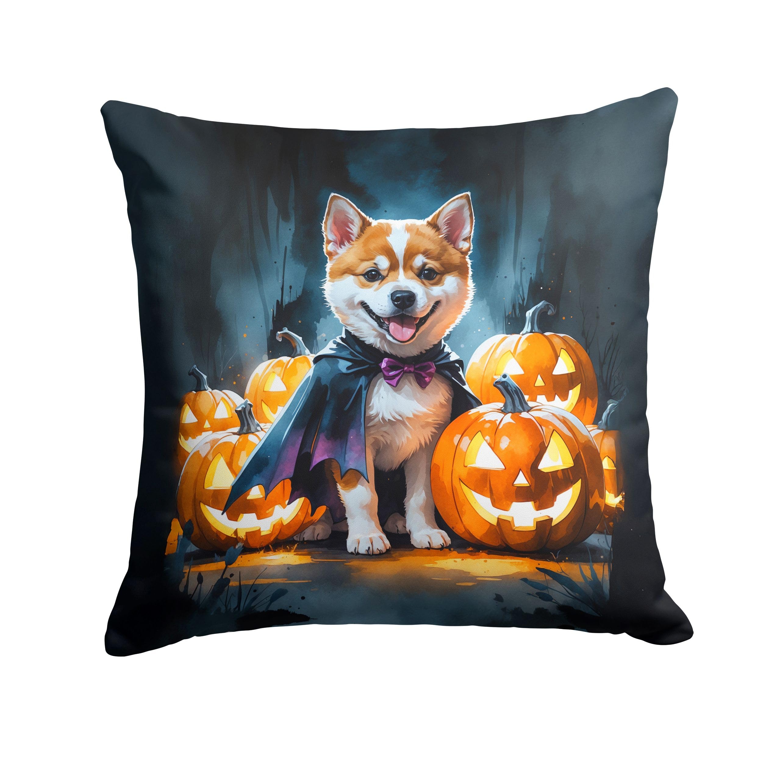 Carolines Treasures Akita Puppy Halloween Throw Pillow Machine Washable, Indoor Outdoor Decorative Pillow for Couch, Bed or Patio, 18Hx18W