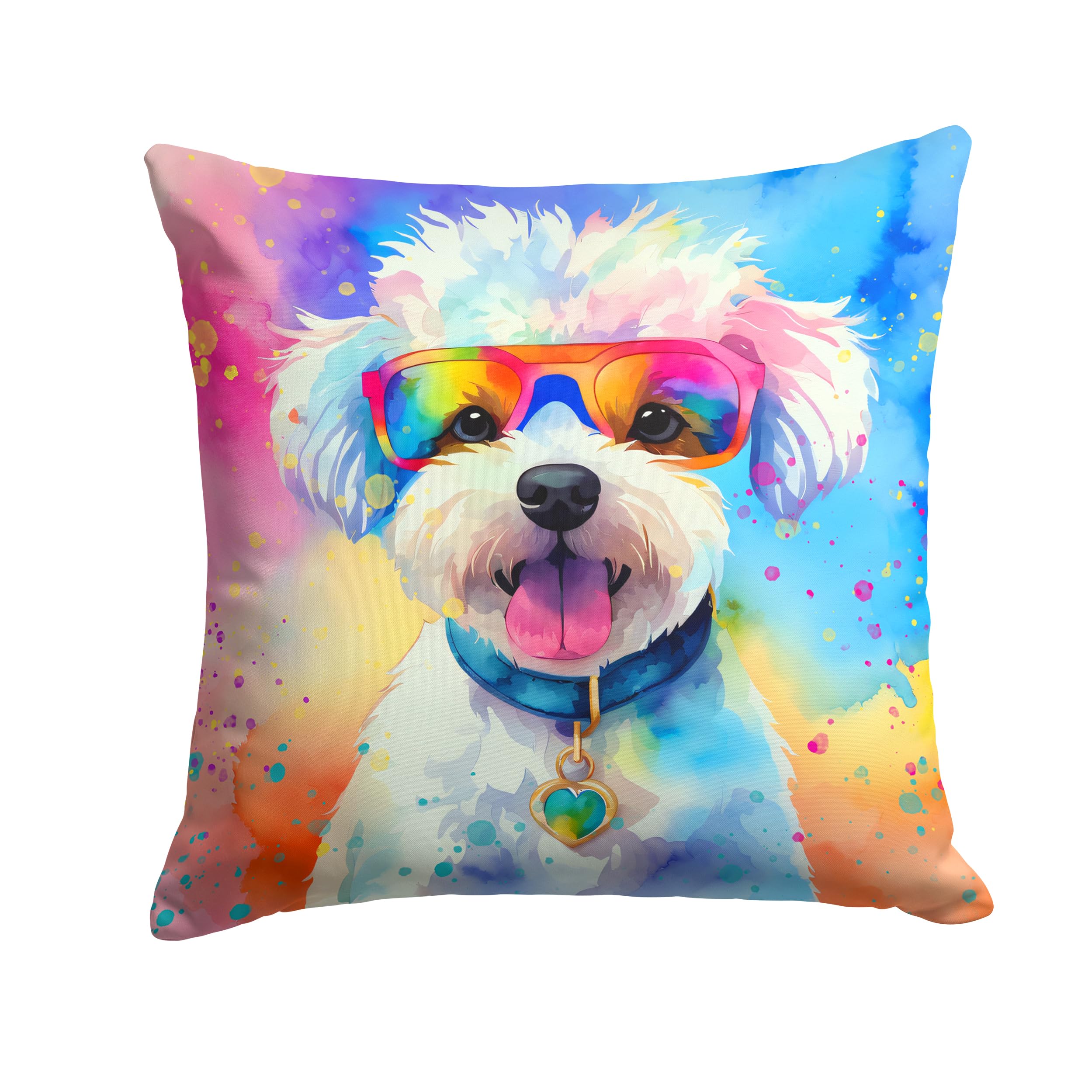 Bichon Frise Hippie Dawg Throw Pillow