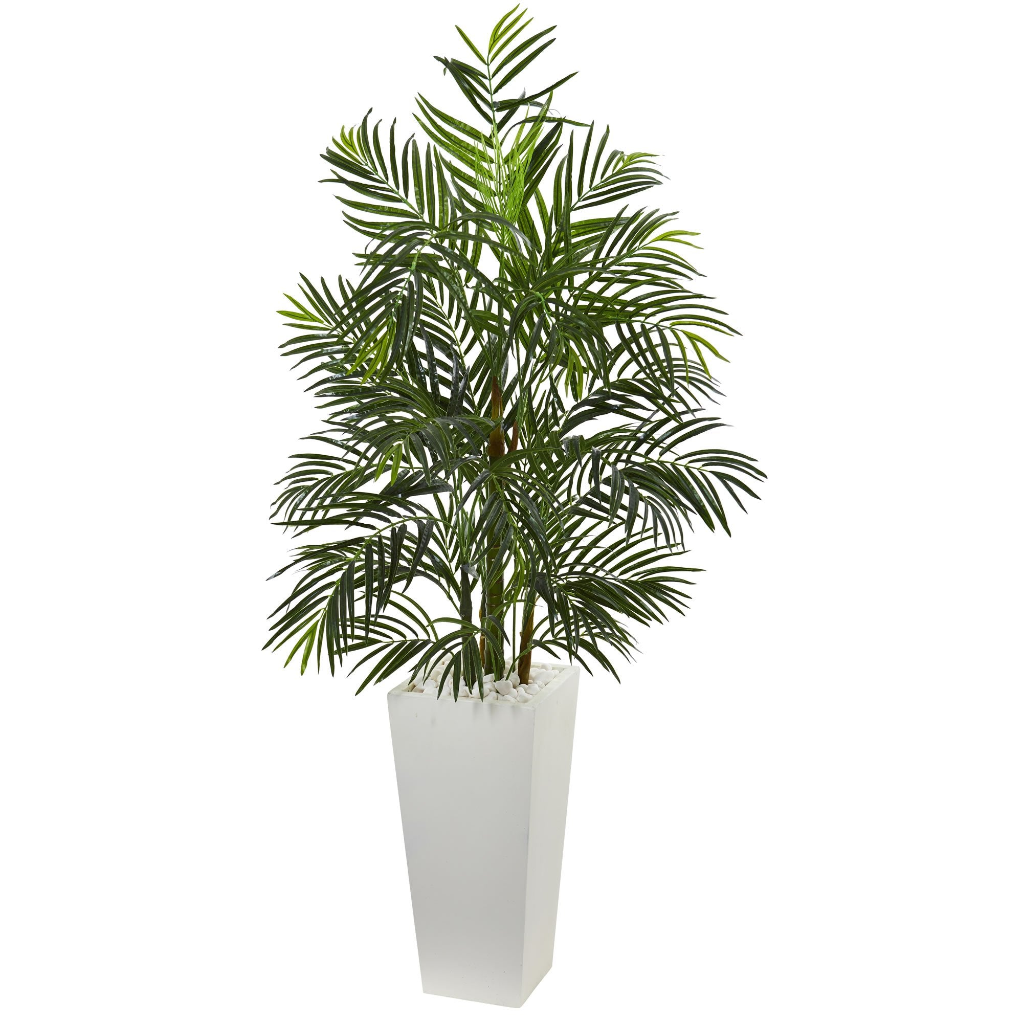 5 Areca Artificial Palm Tree in White Planter UV Resistant (Indoor/Outdoor)