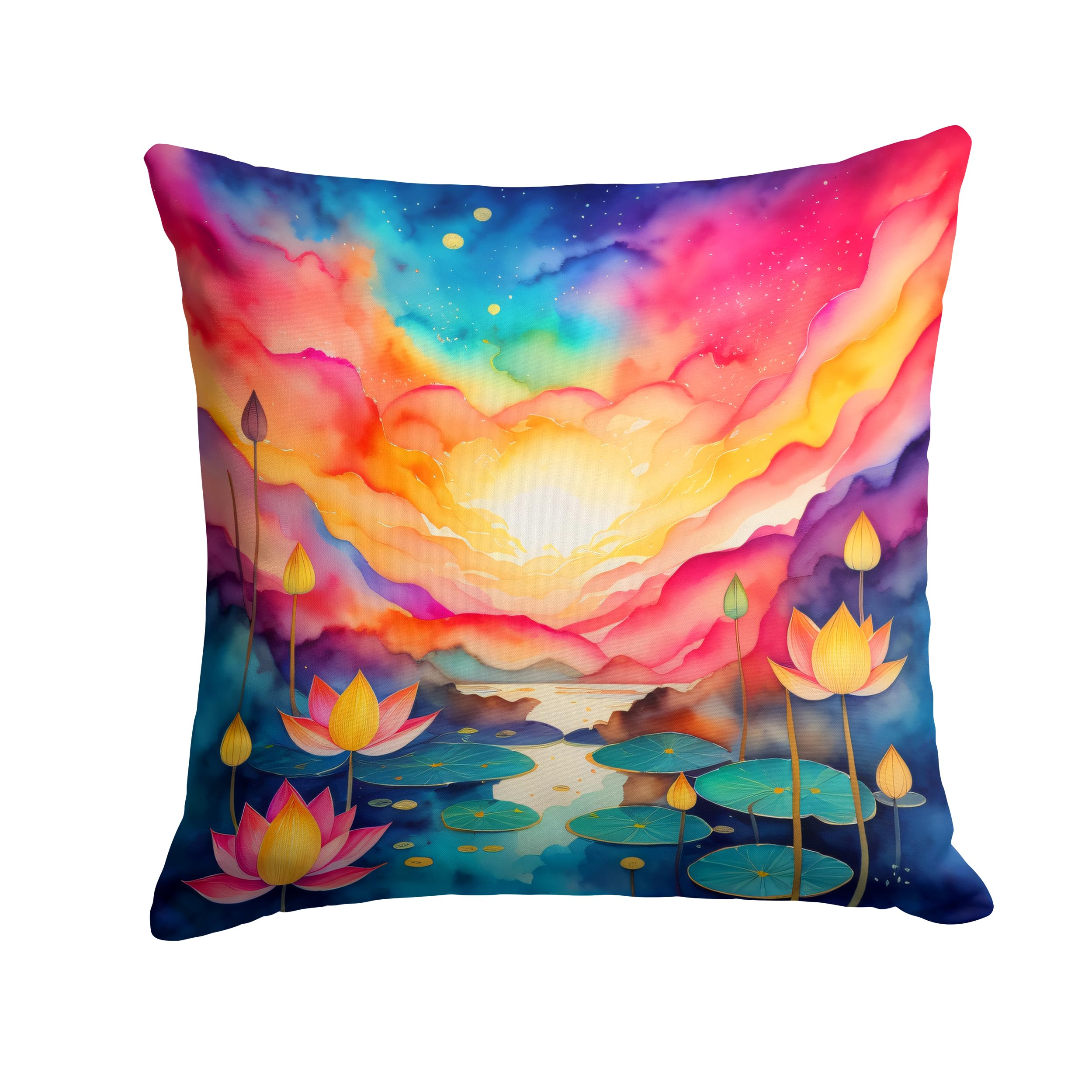 Colorful Lotus Throw Pillow