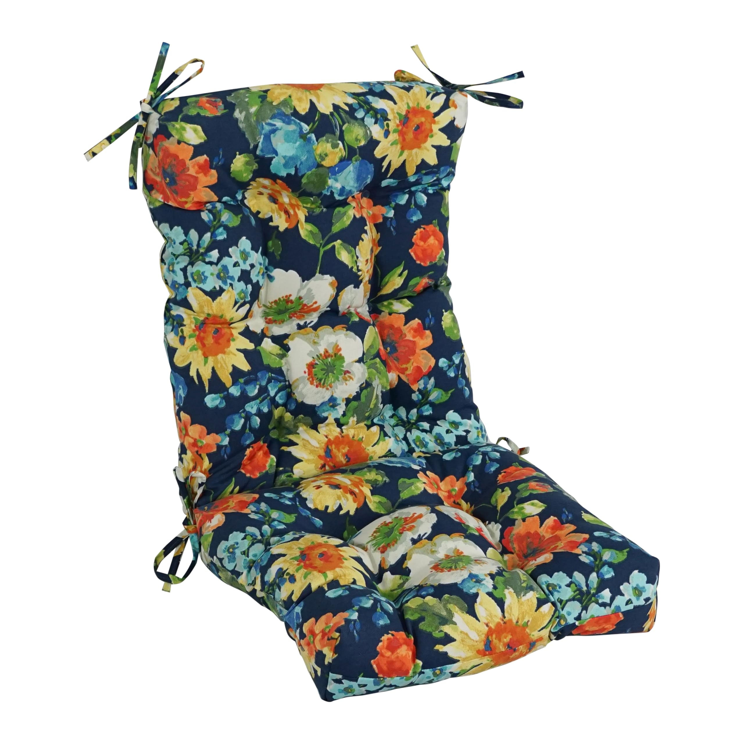 18-inch by 38-inch Spun Polyester Patterned Outdoor Tufted Chair Cushion