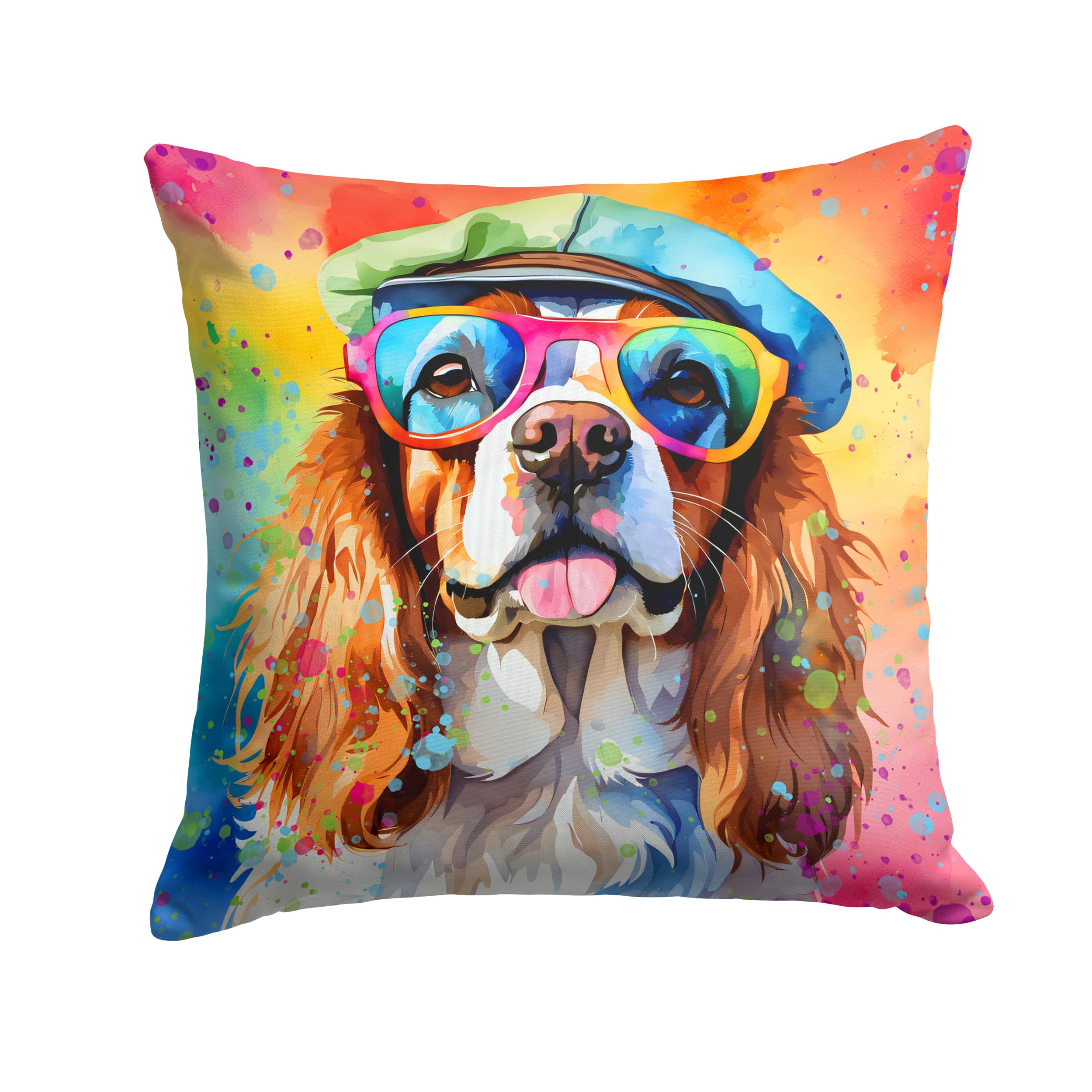Cavalier Spaniel Hippie Dawg Throw Pillow
