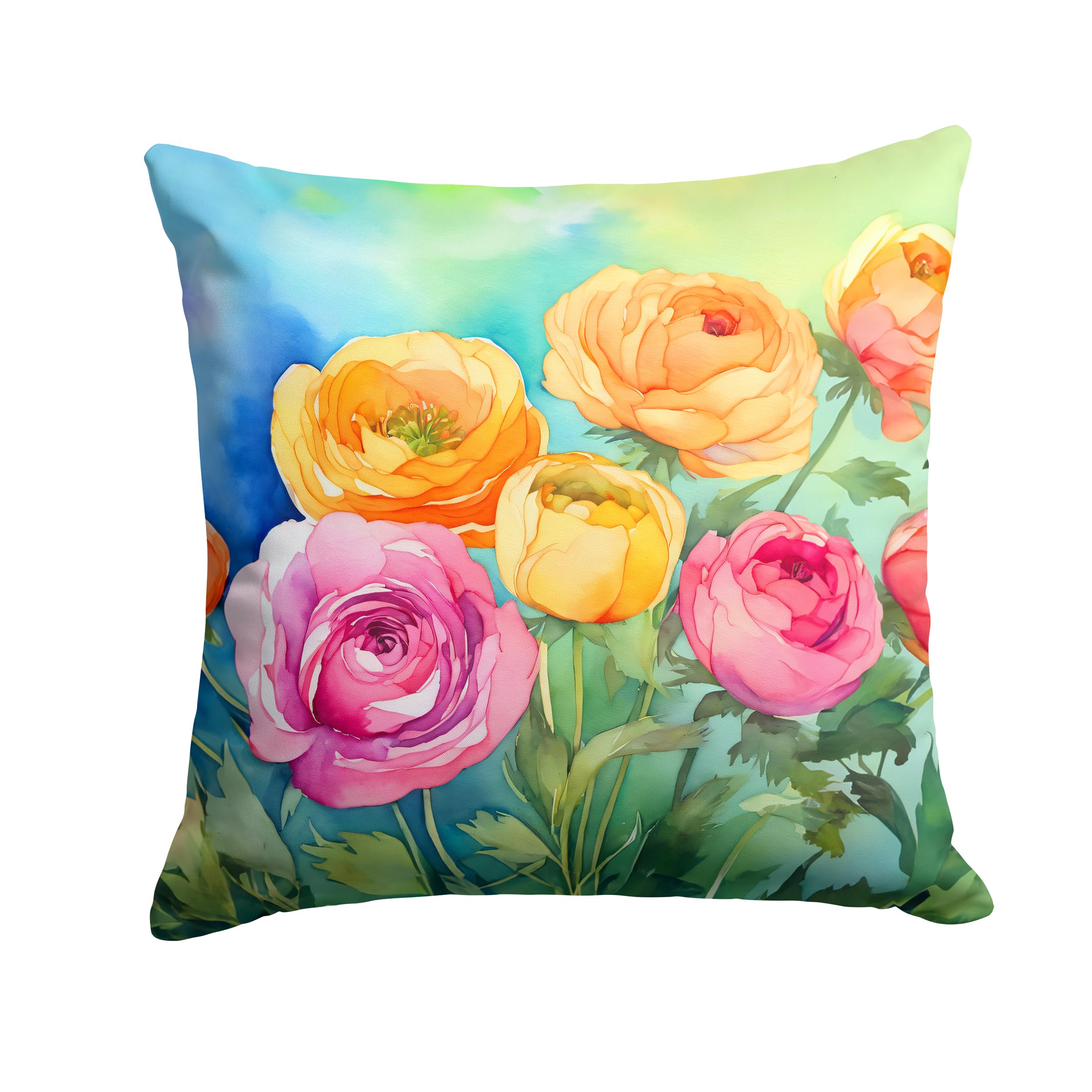 Ranunculus in Watercolor Throw Pillow