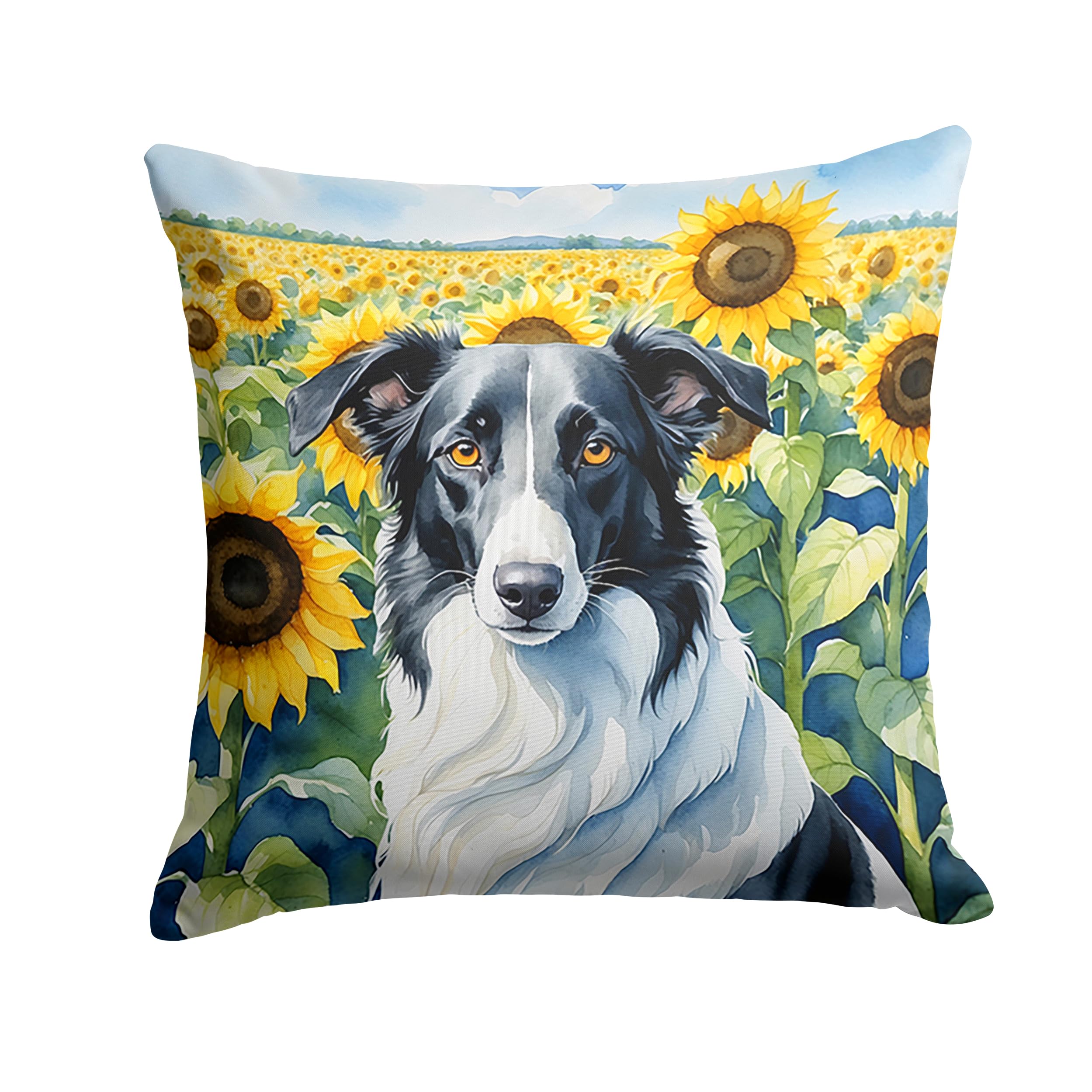 Carolines Treasures in Sunflowers Throw Pillow, 18Hx18W, Borzoi 6034