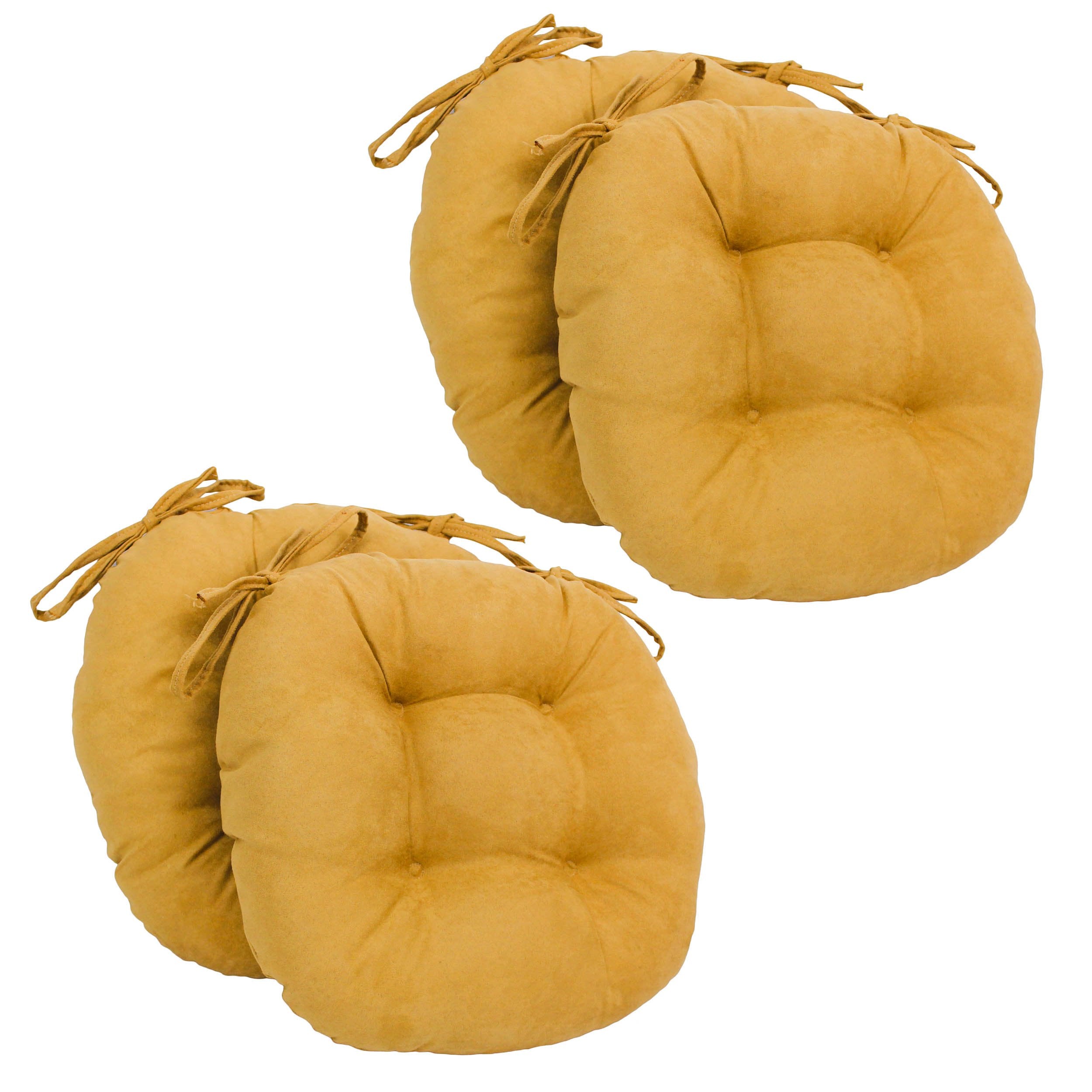 16-inch Solid Micro Suede Round Tufted Chair Cushions (Set of 4) - Lemon