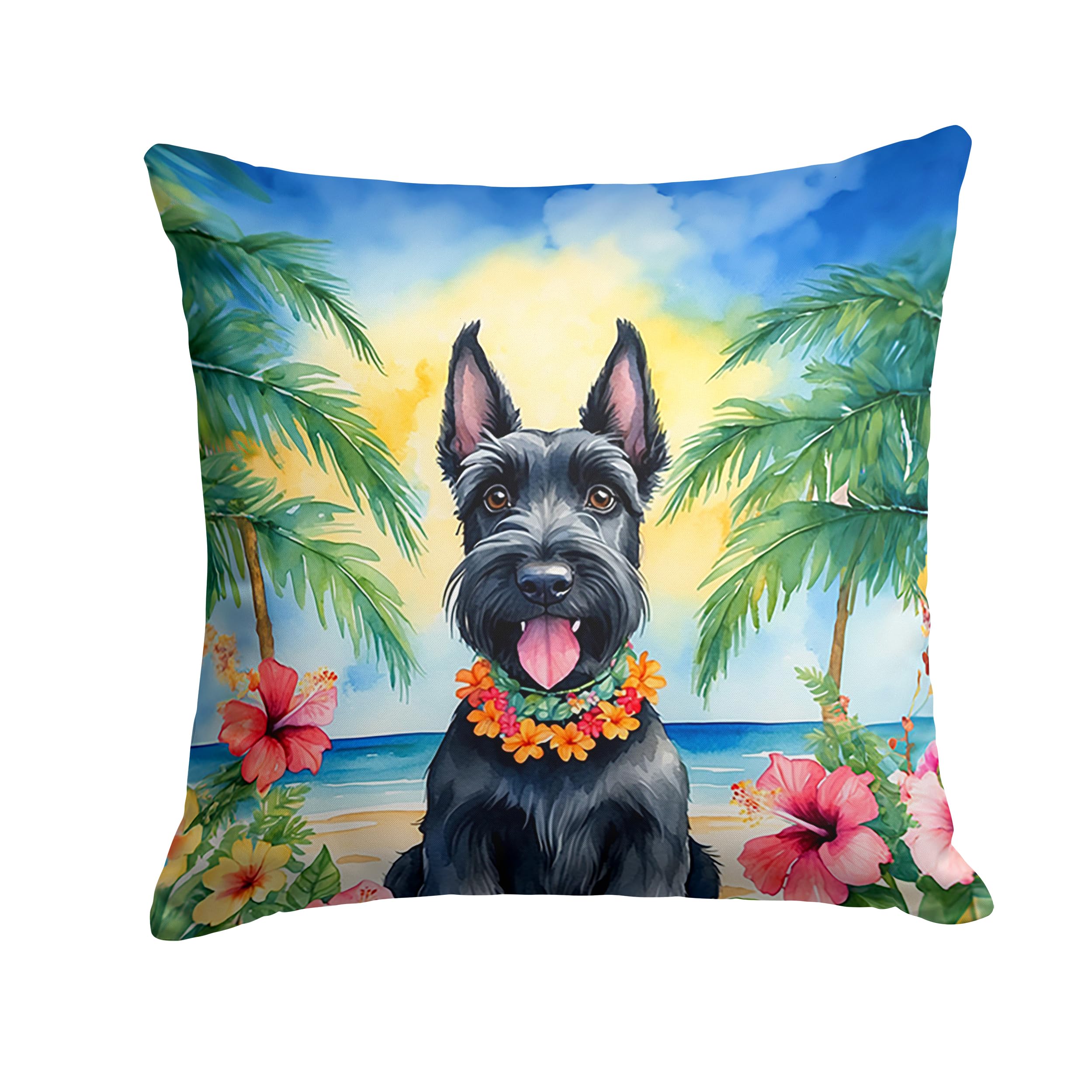 Carolines Treasures Luau Party Decorative Throw Pillow, 18Hx18W, Scottish Terrier 6516