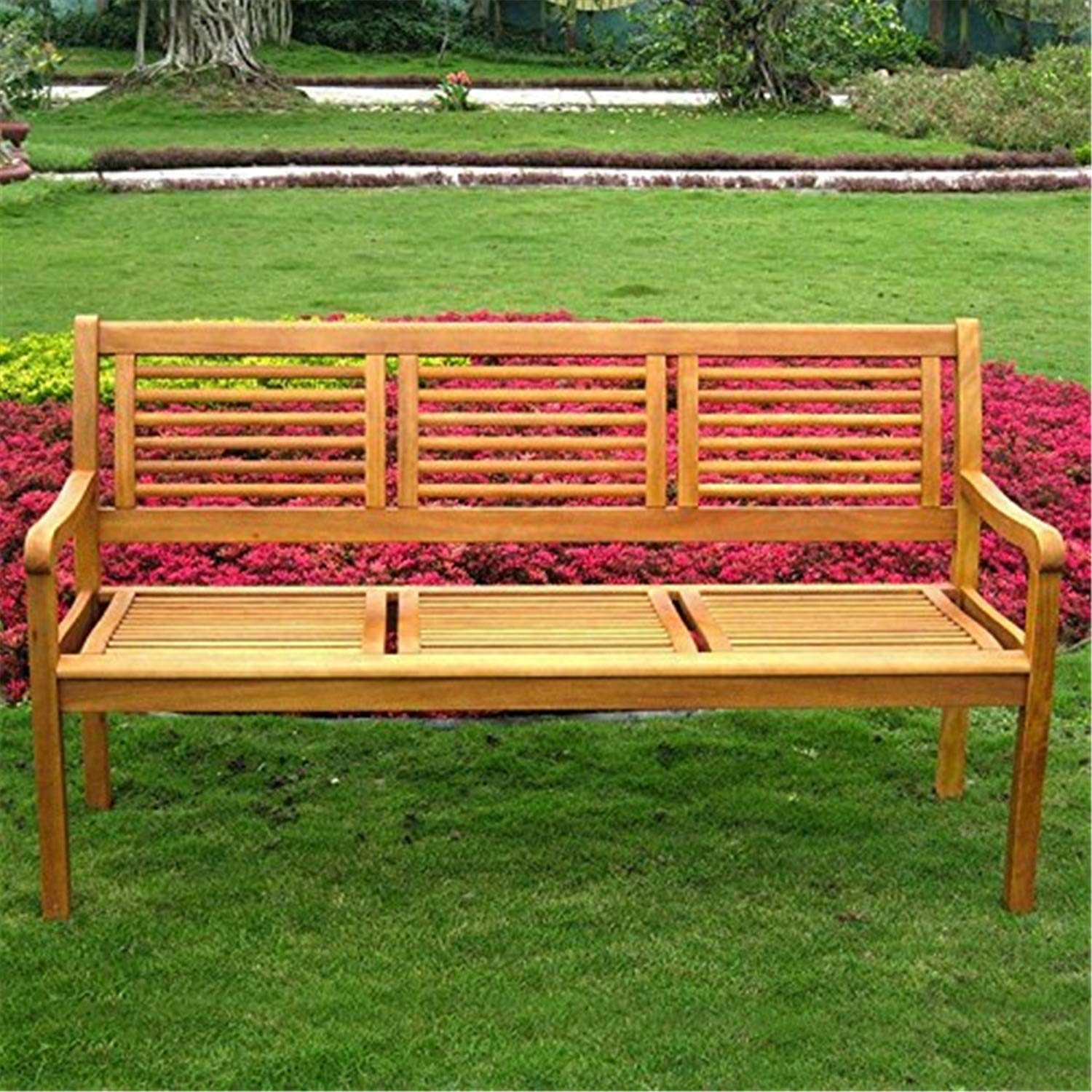 Royal Tahiti Bay Harbor Yellow Balau Hardwood Three-Seater Park Bench - Dark Honey