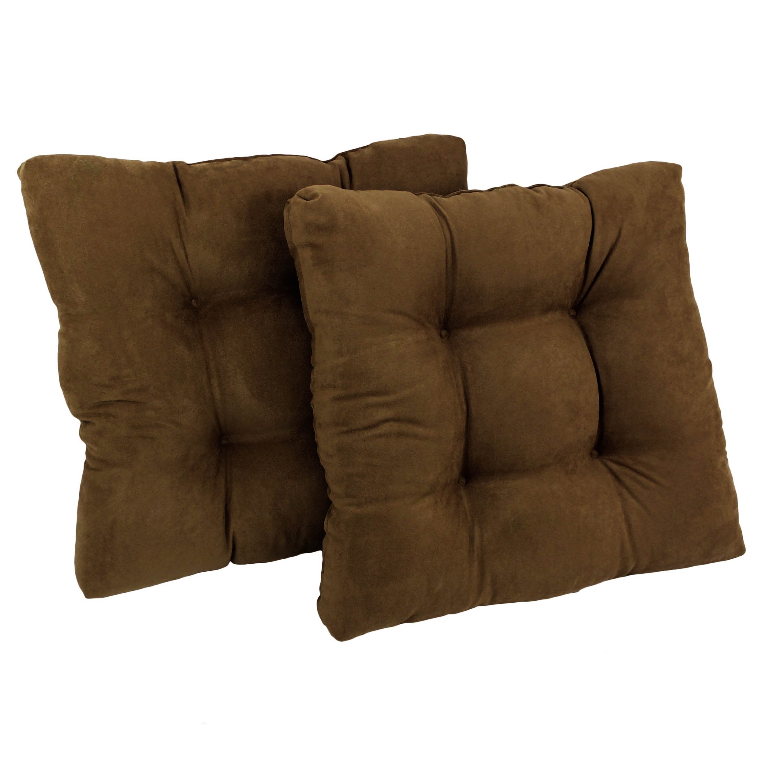 19-inch Squared Microsuede Tufted Dining Chair Cushion (Set of Two) - Chocolate