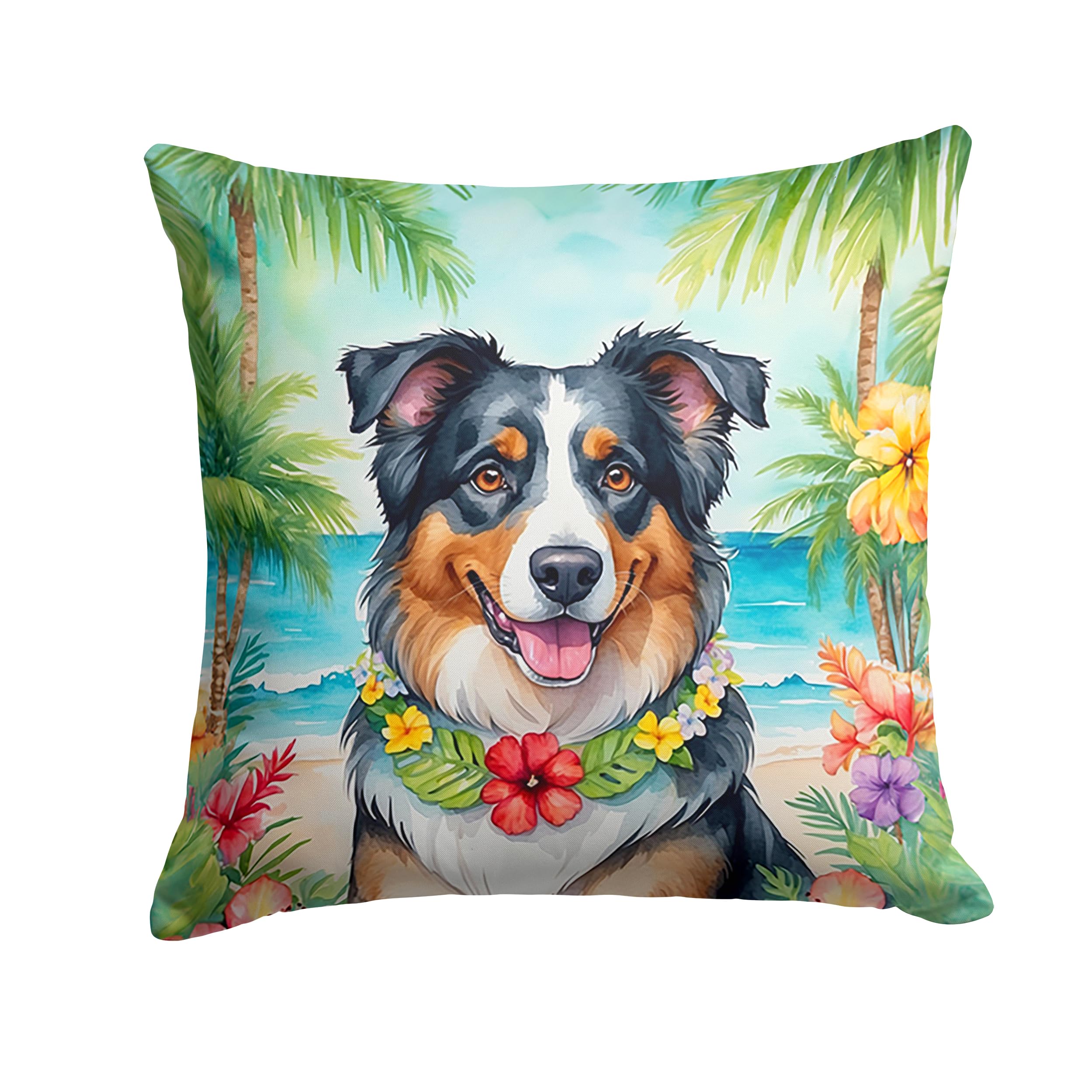 Australian Shepherd Luau Throw Pillow