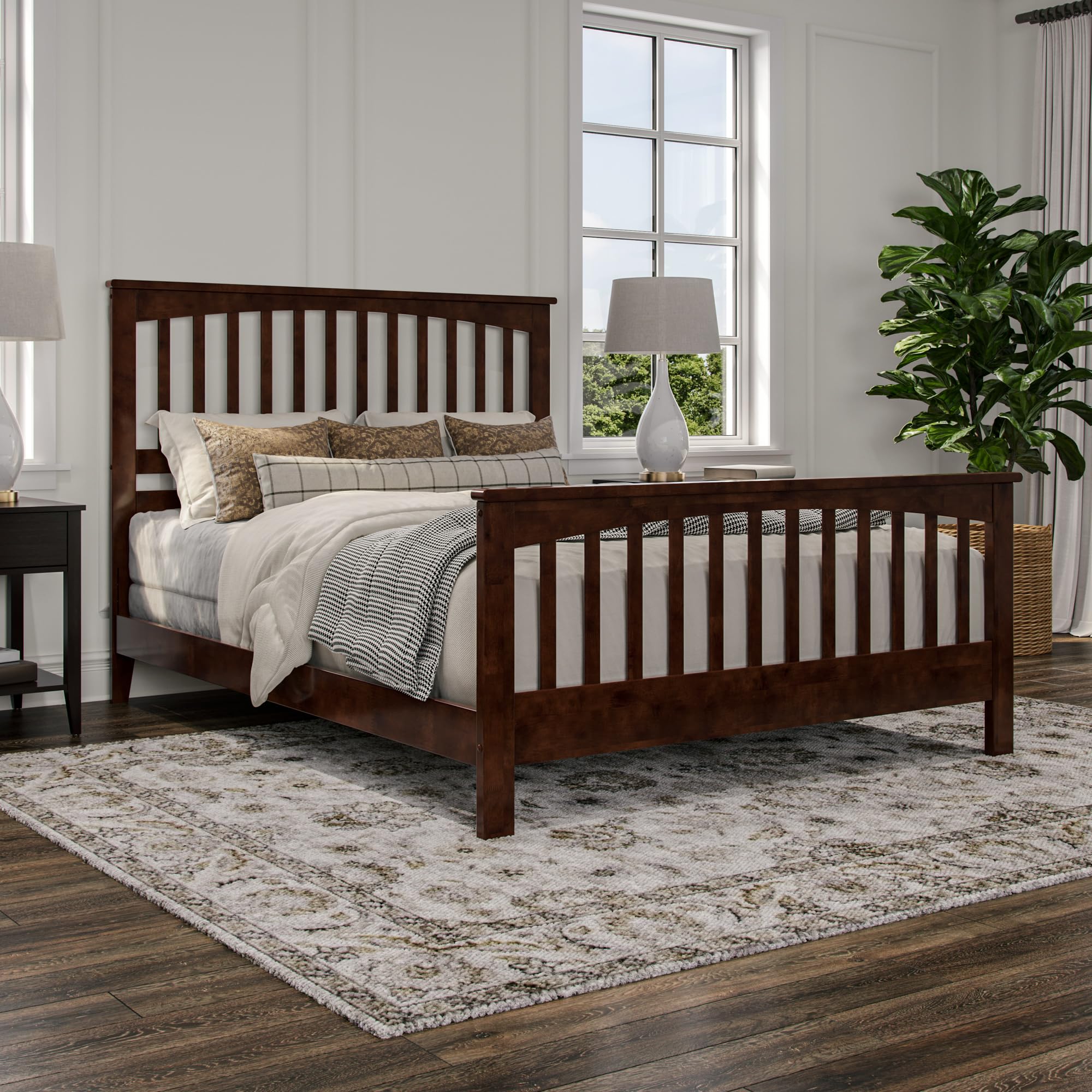 Brooklyn Queen Foundation Bed with Matching Footboard in Walnut