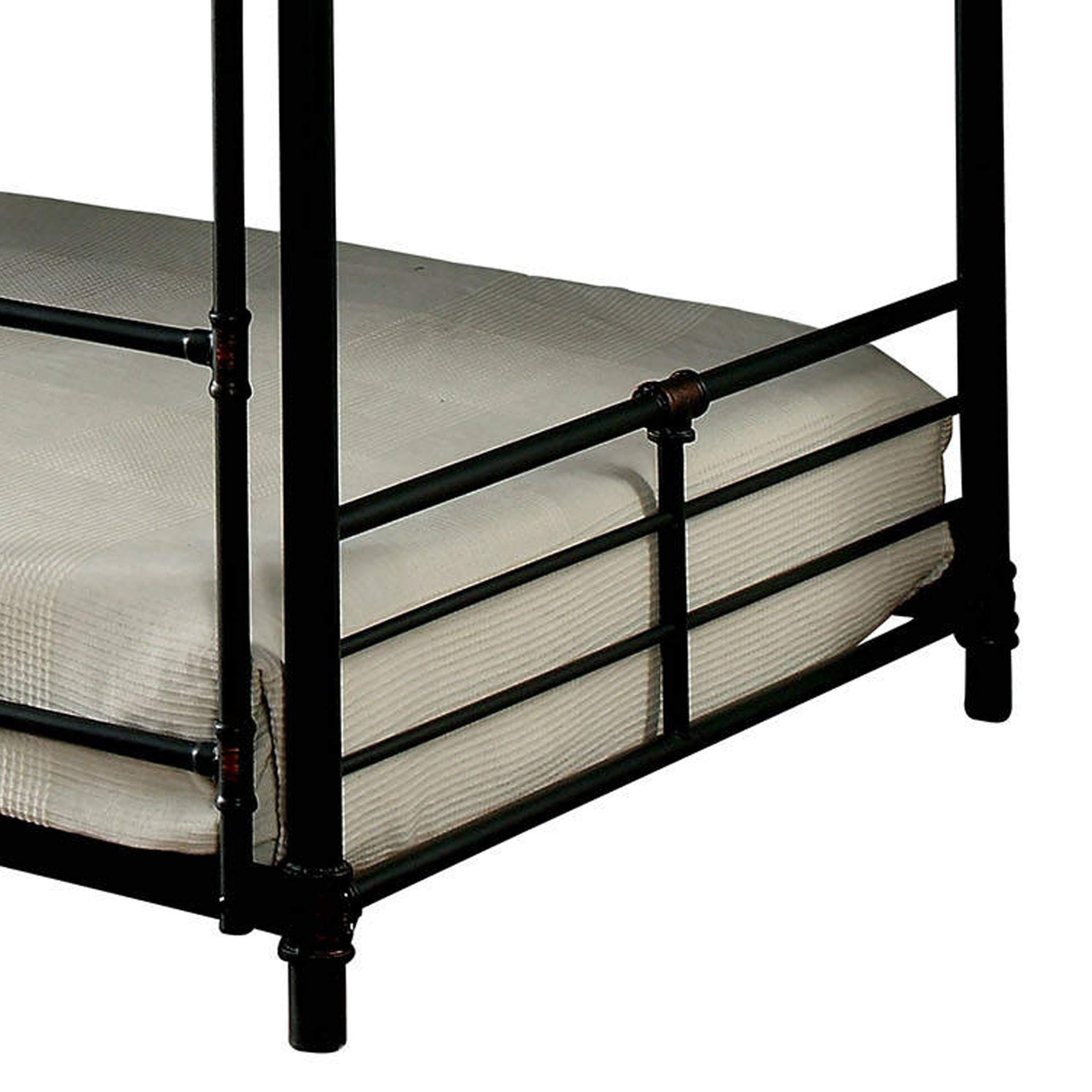 3 Tier Industrial Style Twin Size Bunk Bed with 2 Ladders, Black