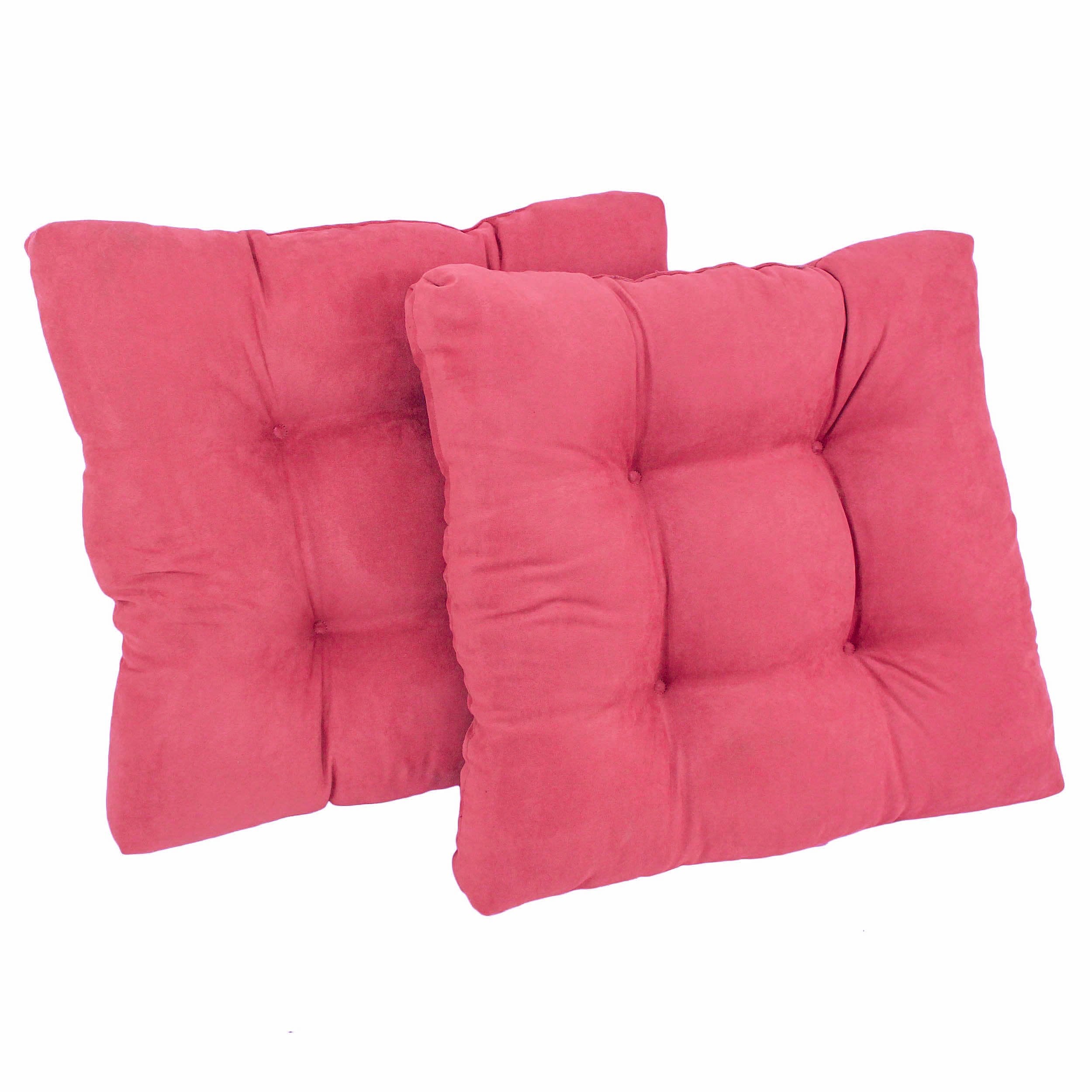 19-inch Squared Microsuede Tufted Dining Chair Cushion (Set of Two) - Bery Berry