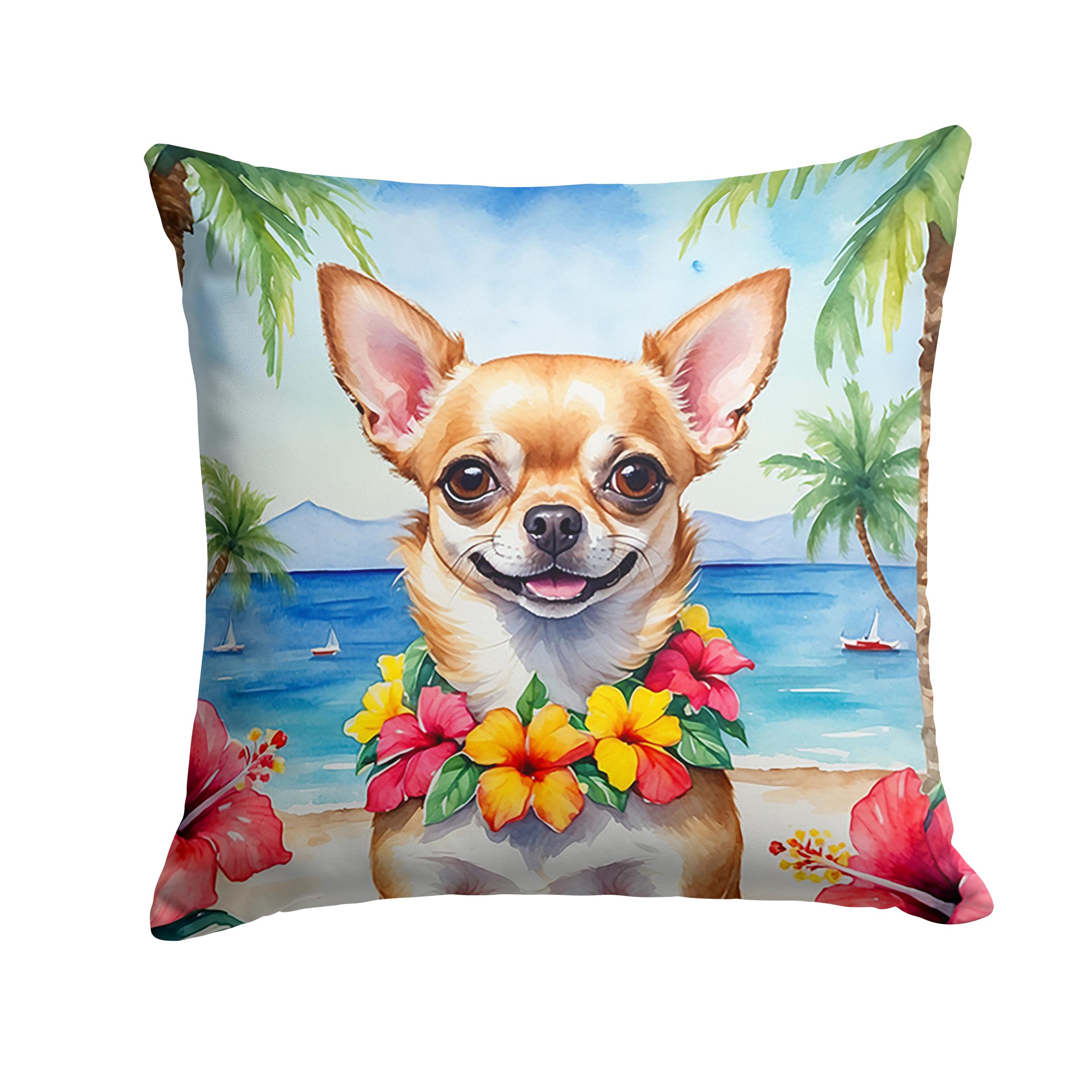 Carolines Treasures Luau Party Decorative Throw Pillow, 18Hx18W, Chihuahua 6403