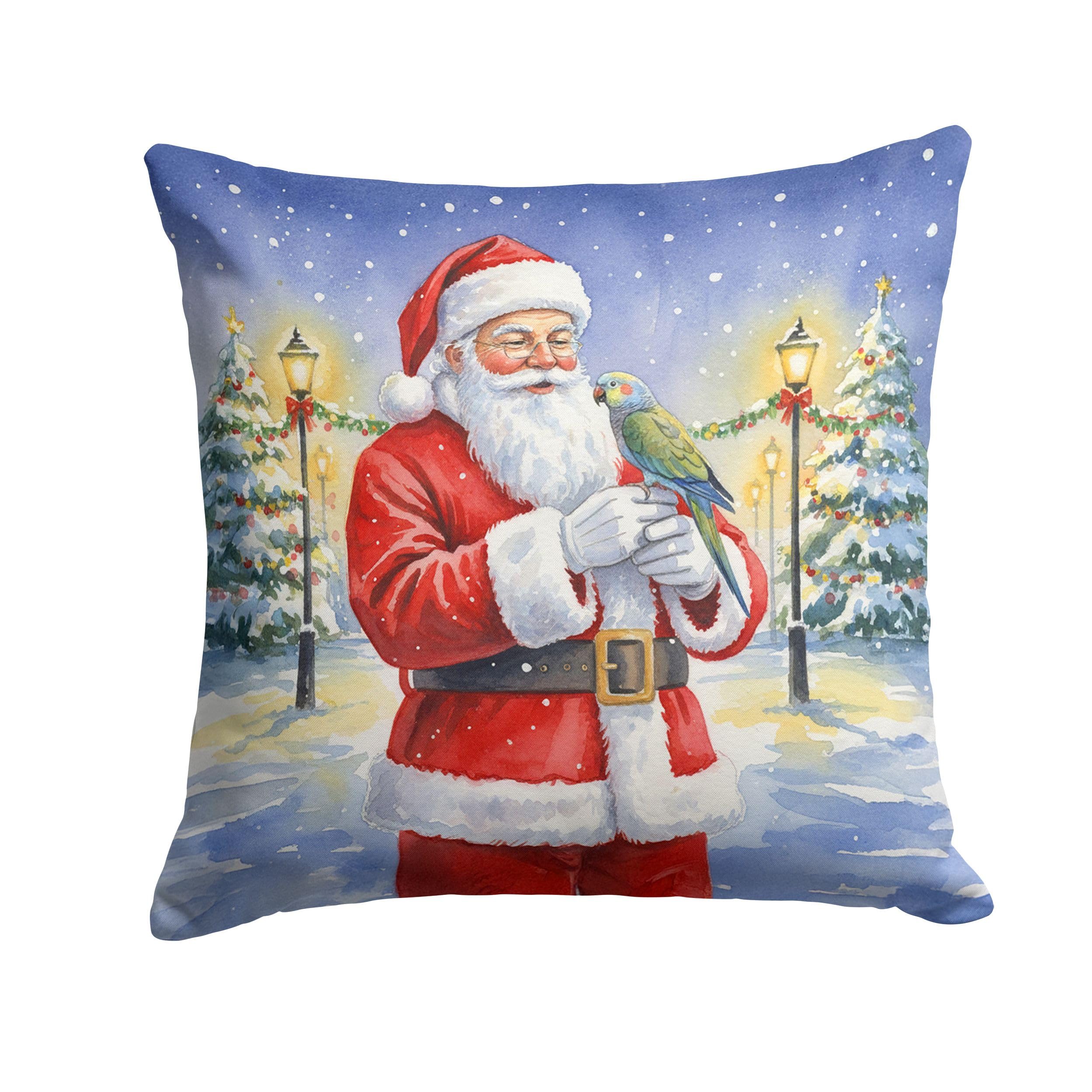 Carolines Treasures Meyer?s Parrot with Santa Claus Throw Pillow Decorative Indoor Outdoor Accent Cushion for Couch, Bed or Patio, 14Hx14W