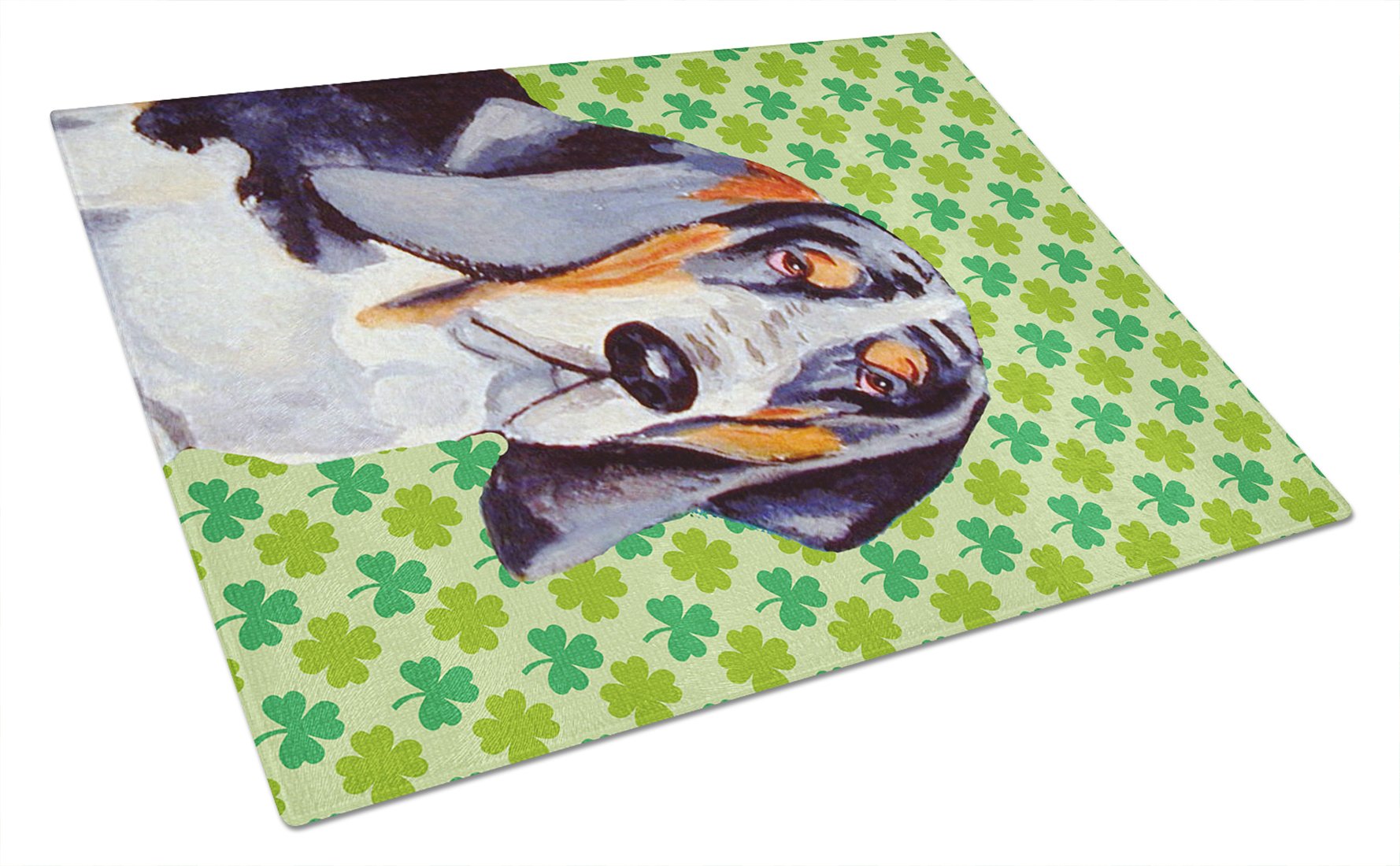 Carolines Treasures LH9192LCB Basset Hound St. Patricks Day Shamrock Portrait Glass Cutting Board Large Decorative Tempered Glass Kitchen Cutting and Serving Board Large Size Chopping Board