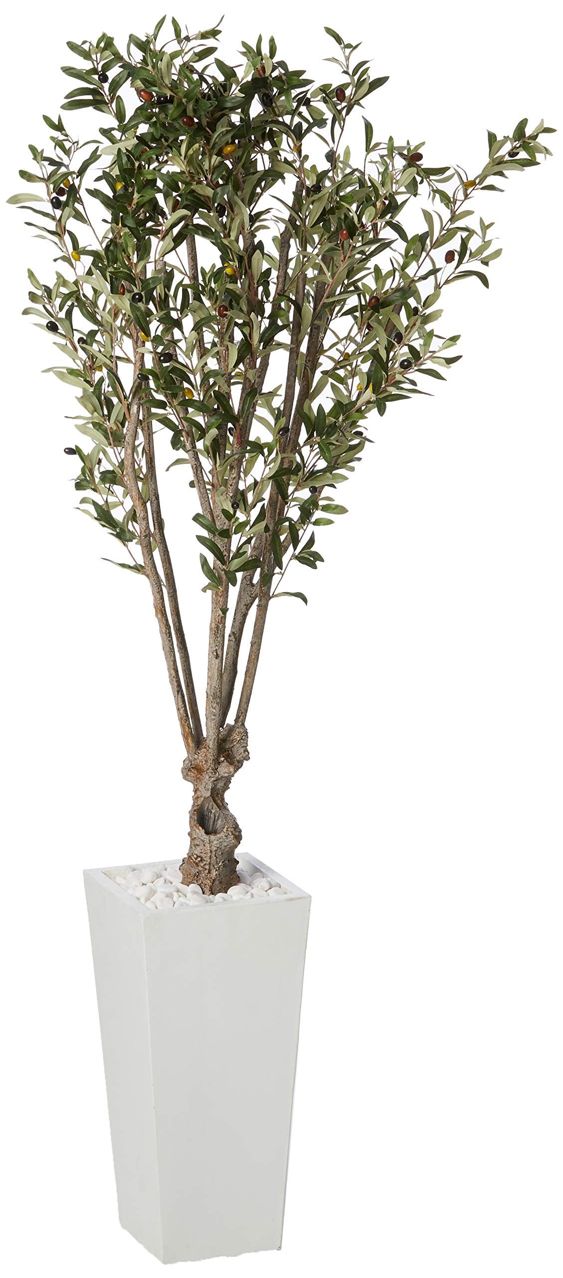 6 Olive Artificial Tree in White Tower Planter