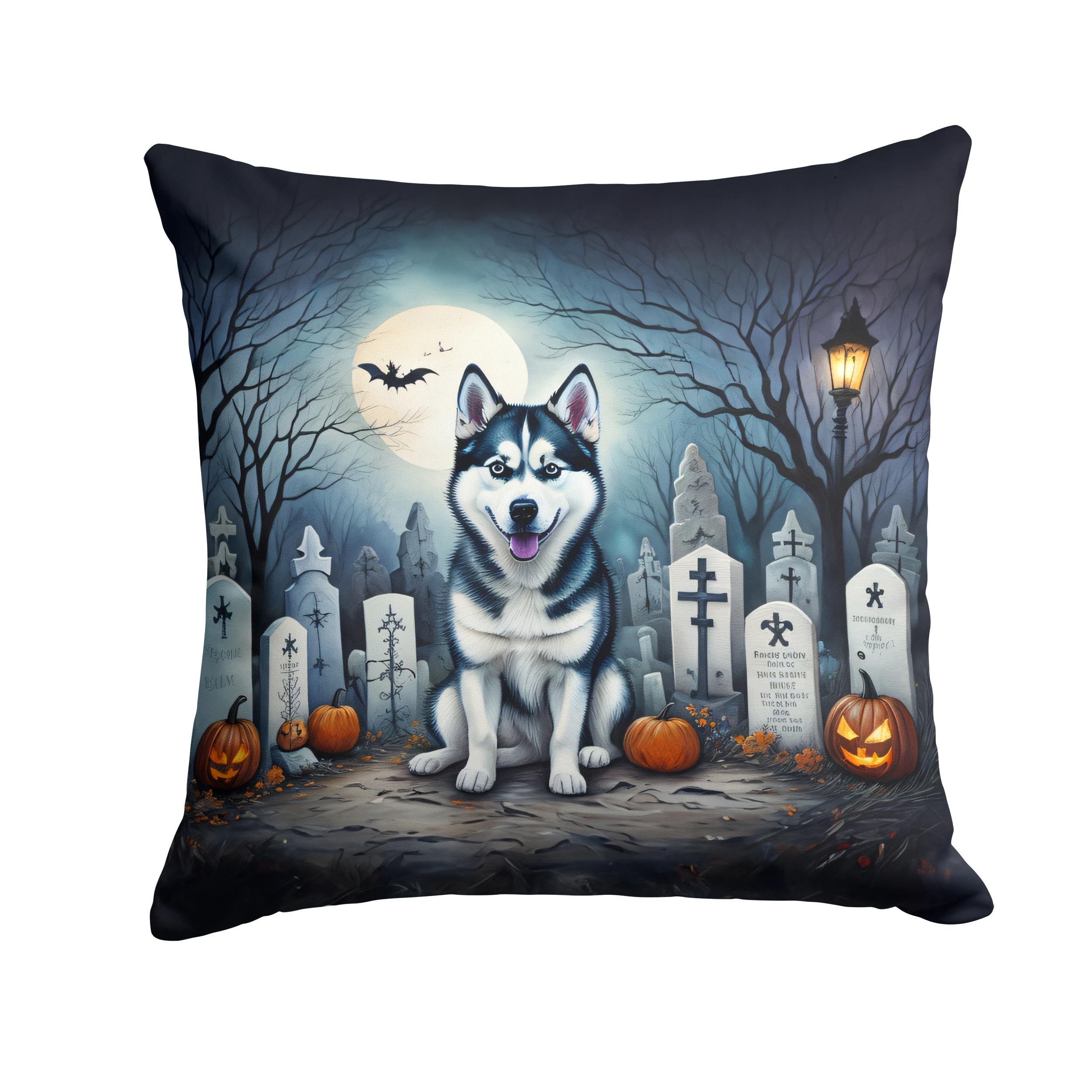 Siberian Husky Spooky Halloween Throw Pillow