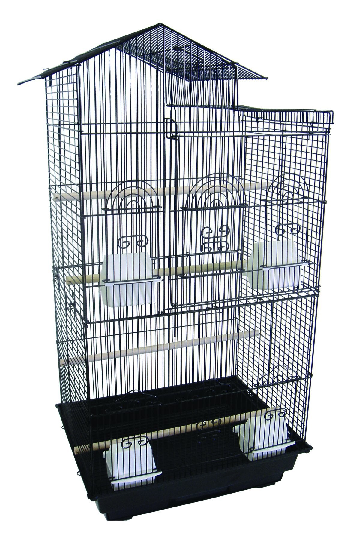 6894 3/8 Bar Spacing Villa Top Small Bird Cage - 18″x14″ In Black