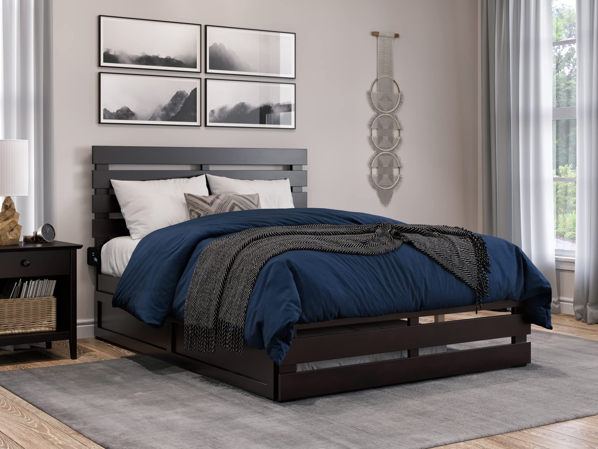 AFI Oxford Full Size Platform Bed with Footboard & Twin Trundle in Espresso