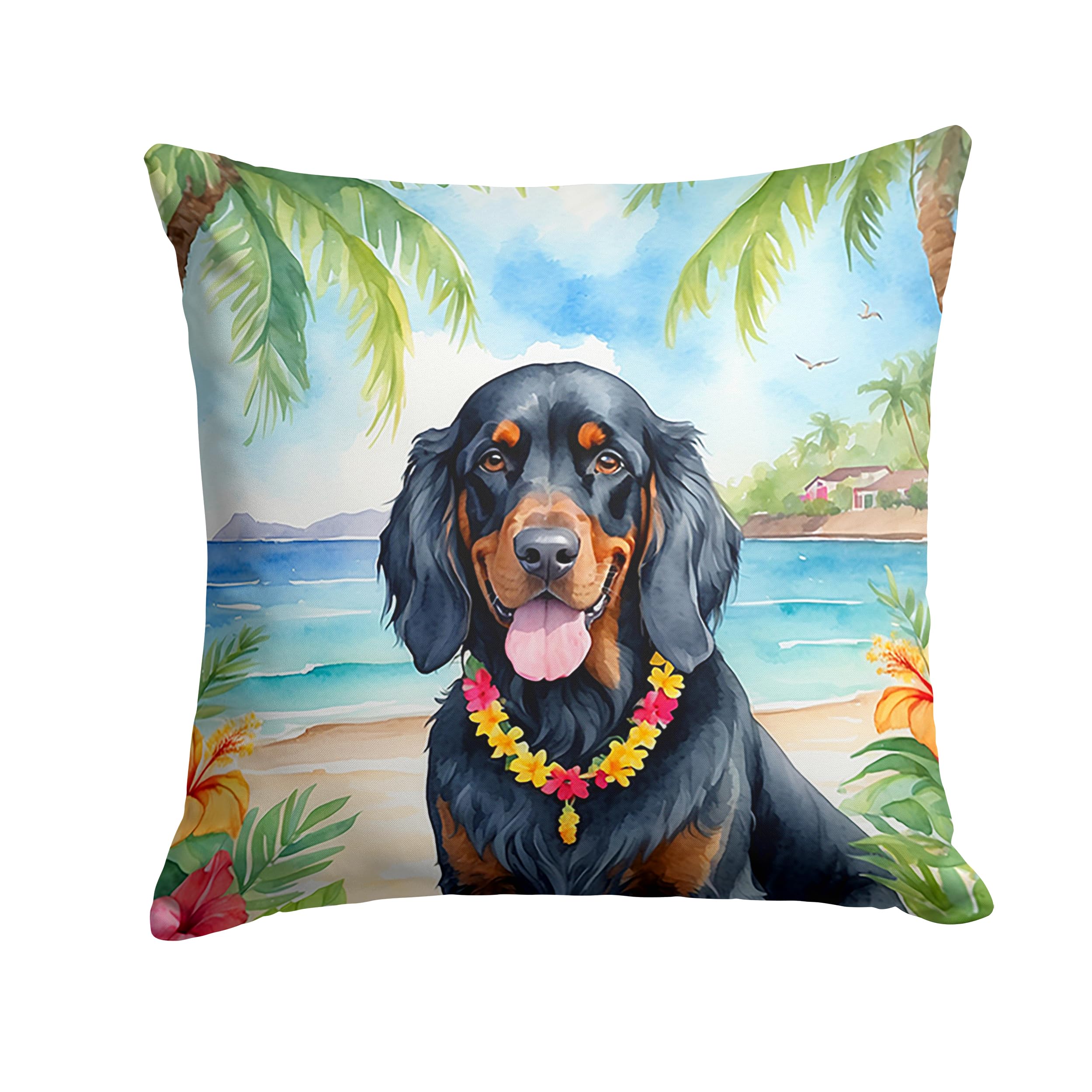 Gordon Setter Luau Throw Pillow